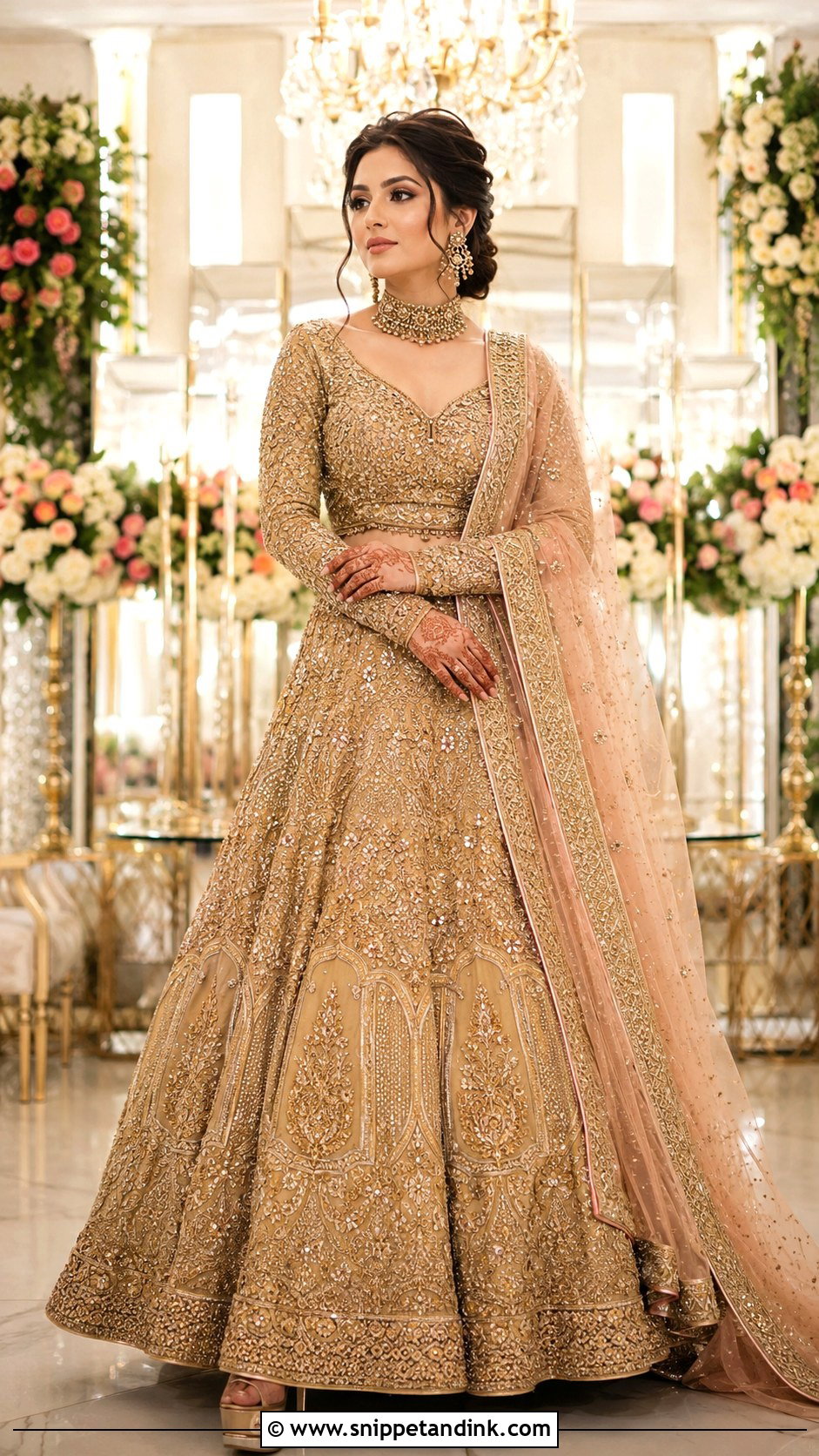 Gold Pakistani Bridal Lehenga - Snippet and Ink - 30 Pakistani Wedding Outfits Bride
