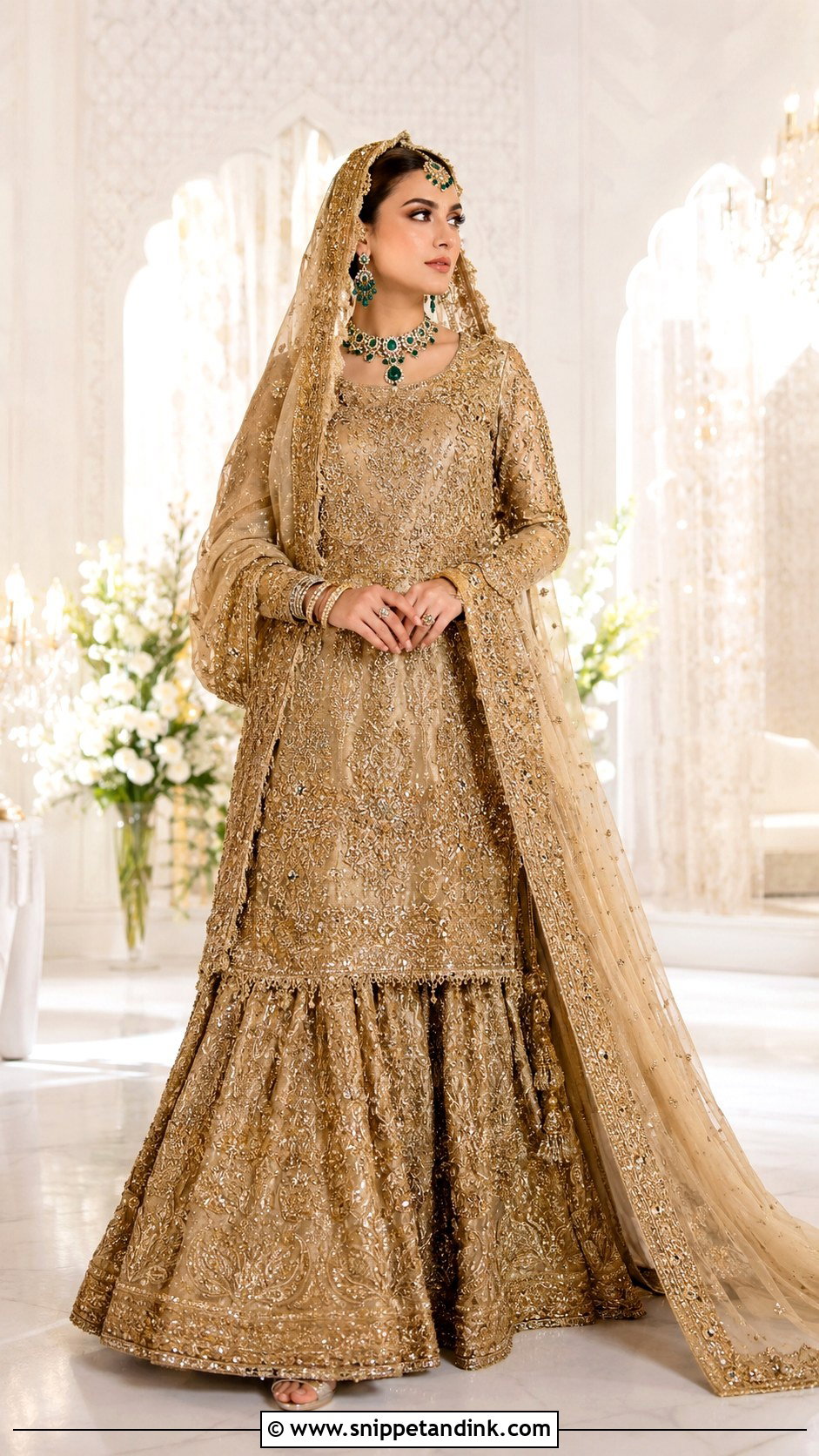 Gold Pakistani Bridal Lehenga - Snippet and Ink - 25 Pakistani Bridal Dress Ideas