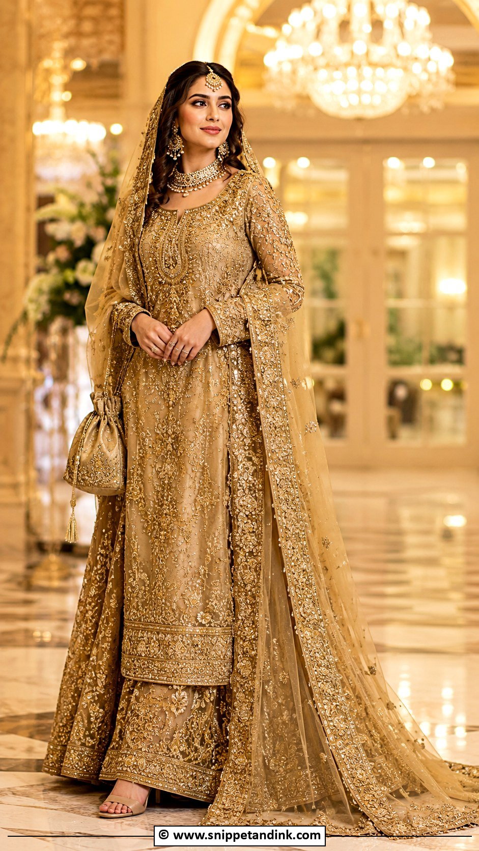 Gold Pakistani Bridal Lehenga - Snippet and Ink - 35 Pakistani Bridal Wear Ideas