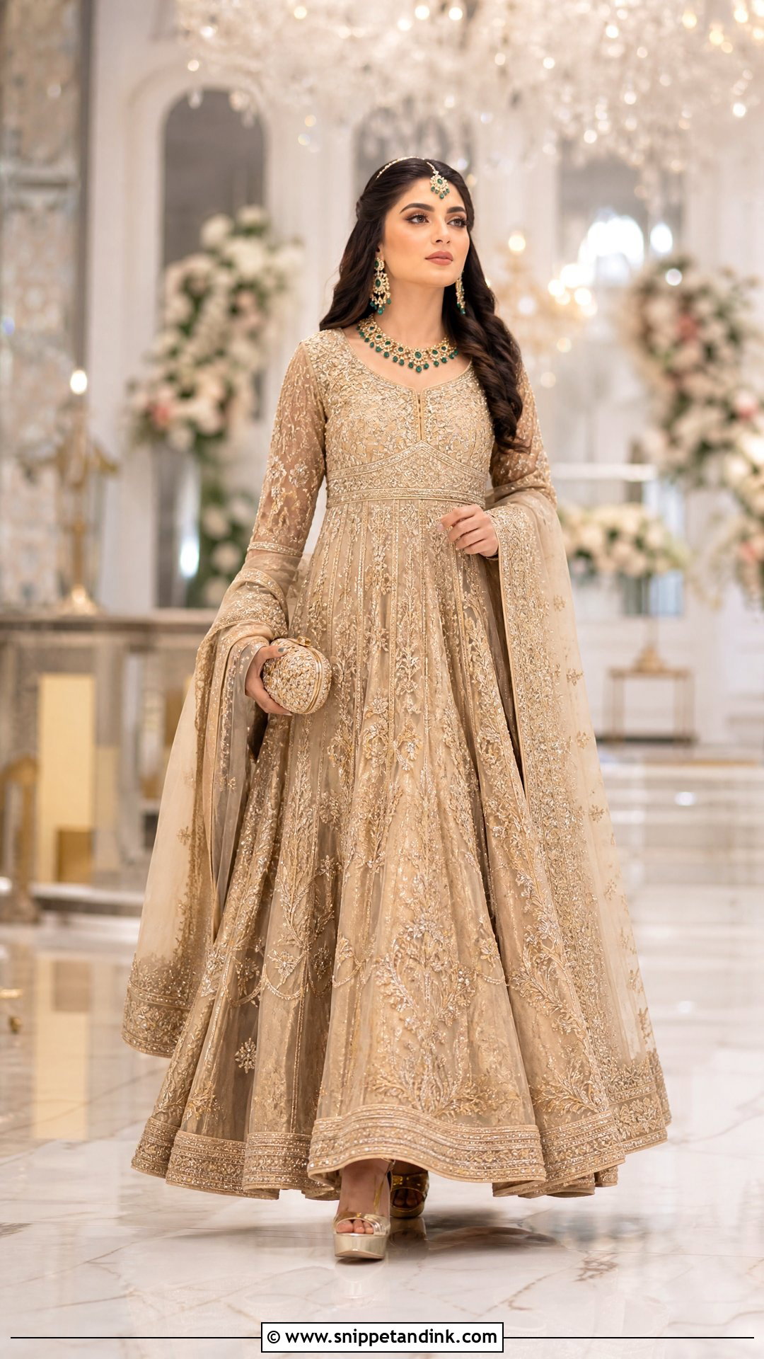 Gold Pakistani Bridal Pishwas Gown - Snippet and Ink - 20 Pakistani Bridal Gowns