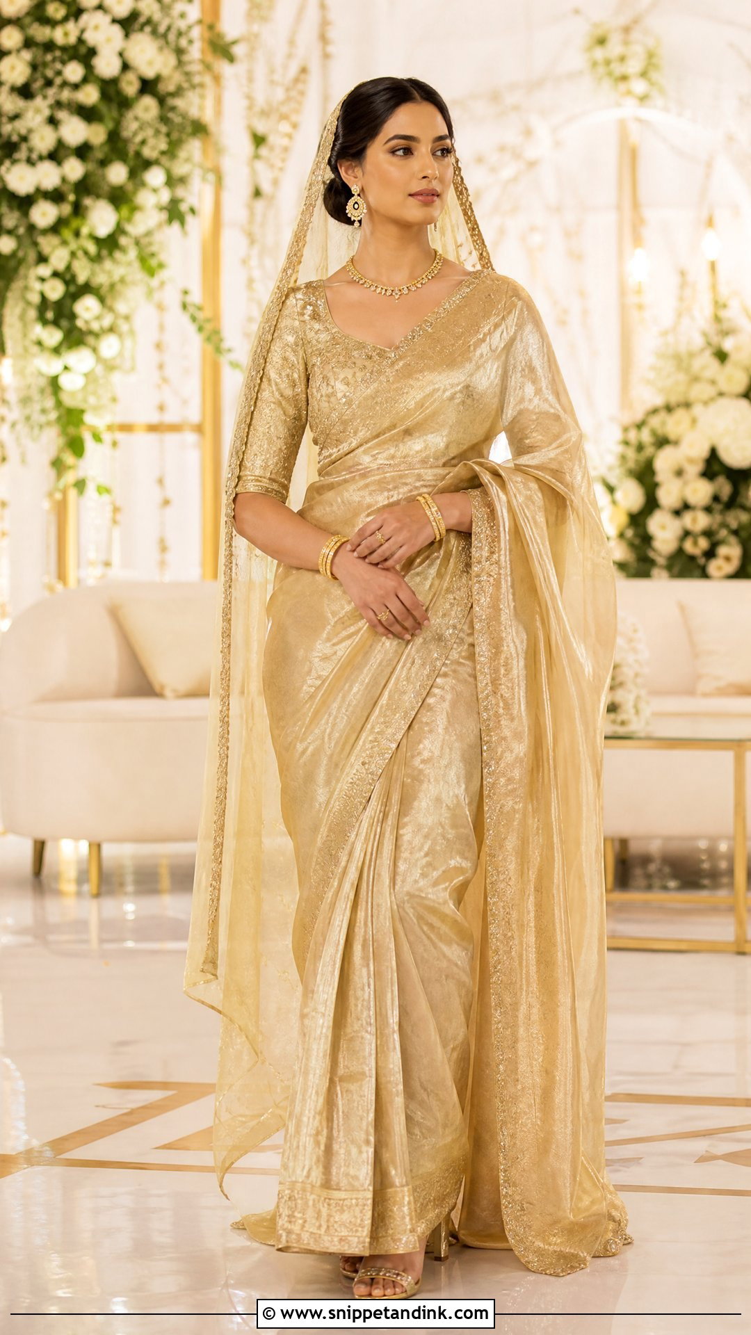 Gold Pakistani Bridal Saree - Snippet and Ink - 20 Simple Pakistani Bridal Dresses