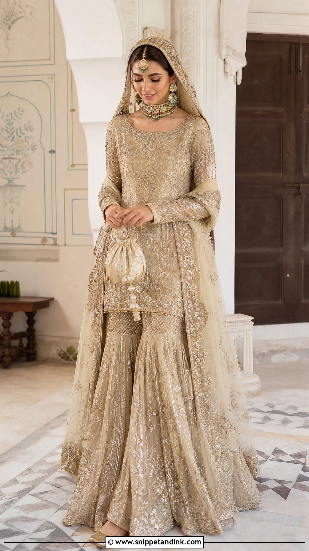 Gold Pakistani Bridal Sharara - Snippet and Ink - 20 New Pakistani Bridal Dresses