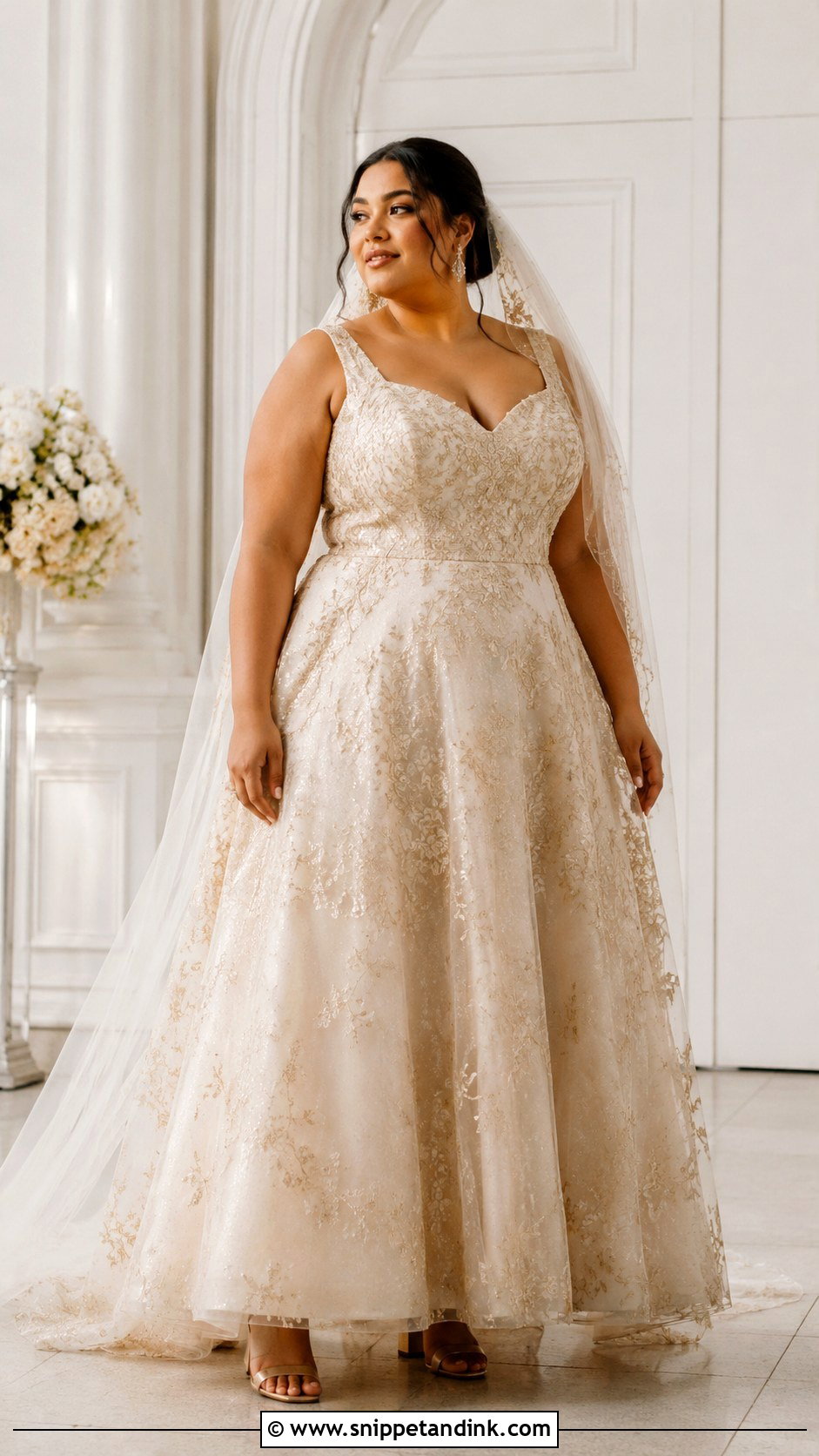 Gold Plus Size Wedding Dress - Snippet and Ink - 20 Gold Wedding Dresses