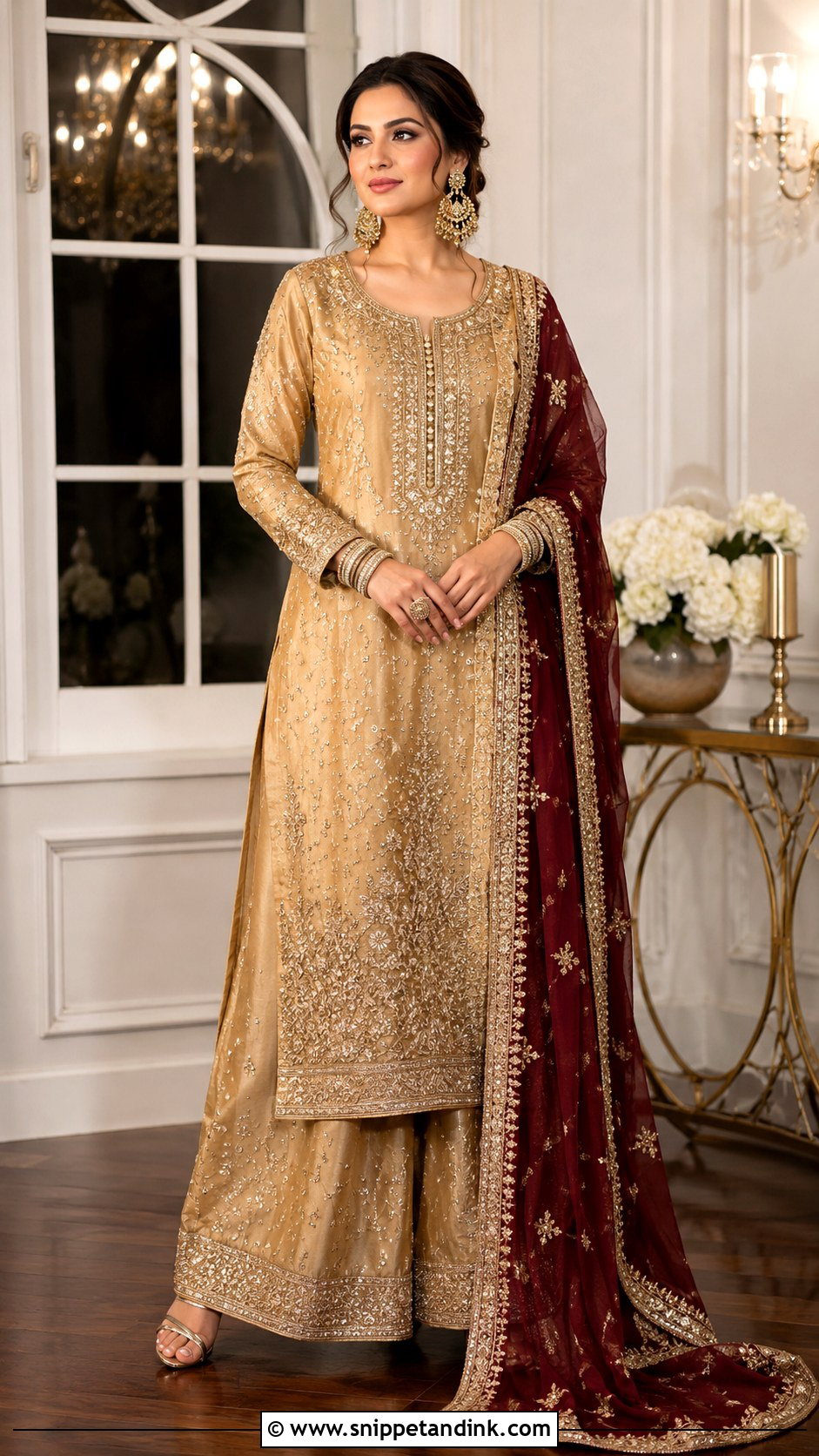Gold Punjabi Bridal Palazzo Suit - Snippet and Ink - 25 Punjabi Bridal Suit Ideas