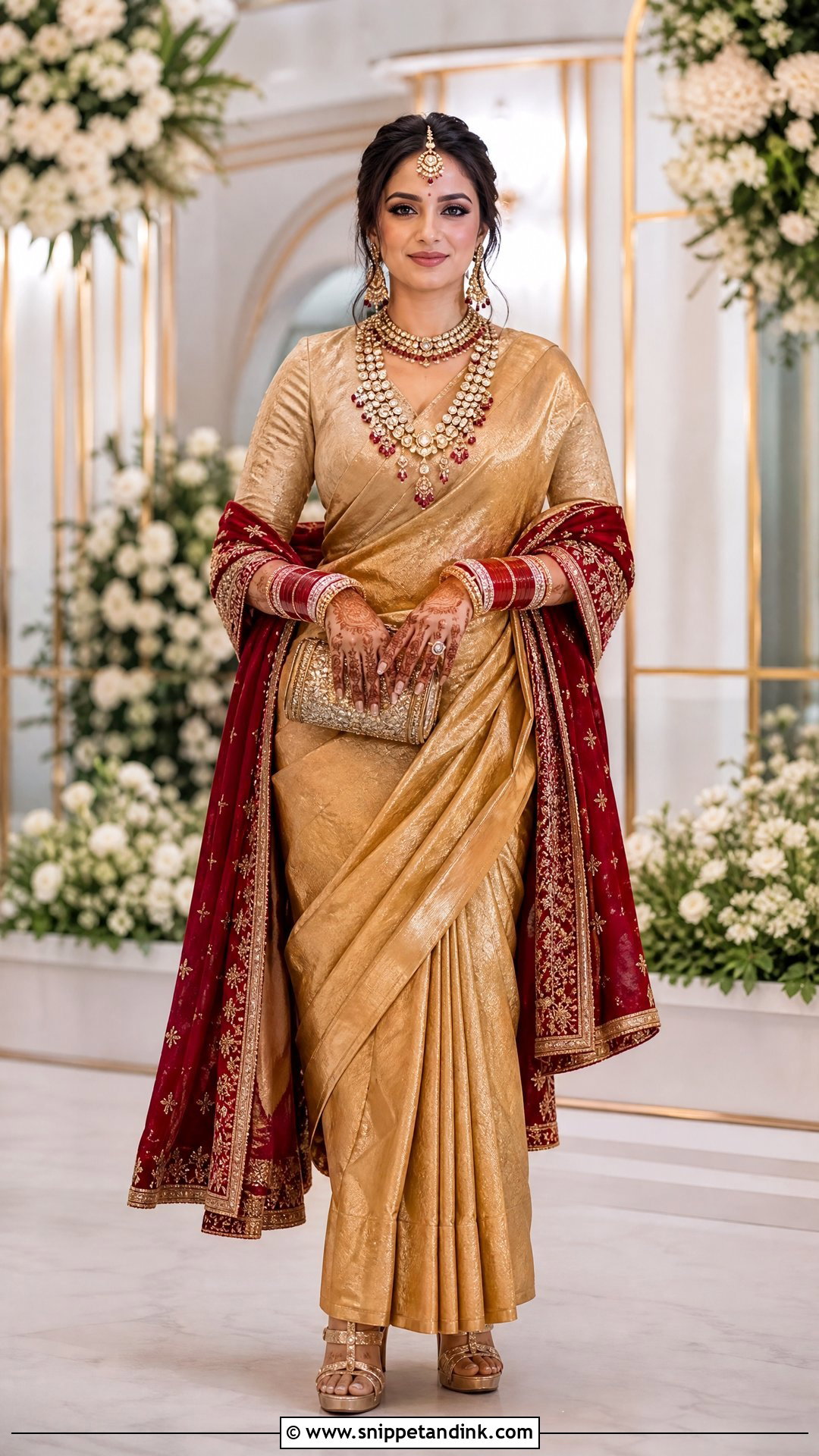 Gold Punjabi Bridal Saree Reception Outfit - Snippet and Ink - 25 Sikh Wedding Dress Punjabi Bride Ideas