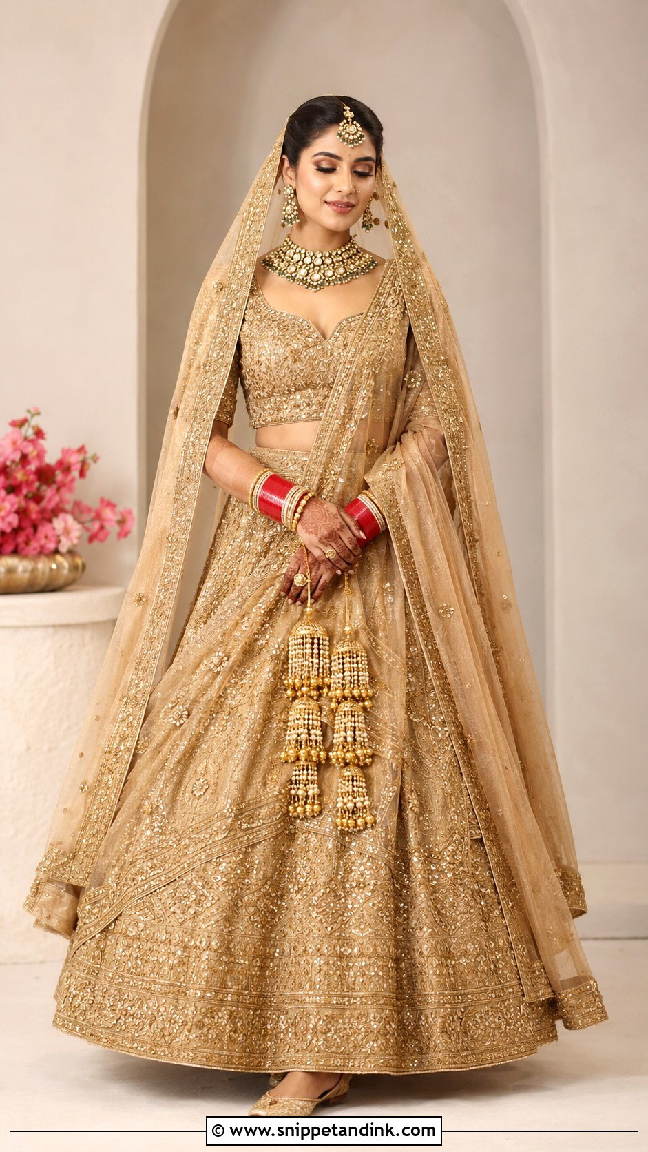 Gold Punjabi Bride Lehenga - Snippet and Ink - 25 Traditional Punjabi Bride Ideas