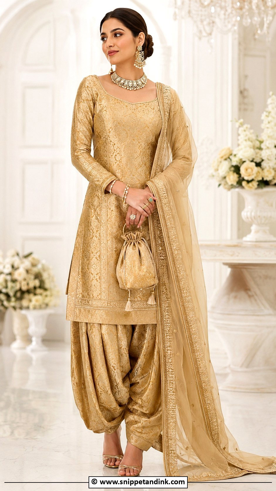 Gold Punjabi Brocade Suit - Snippet and Ink - 30 Punjabi Wedding Suit Ideas