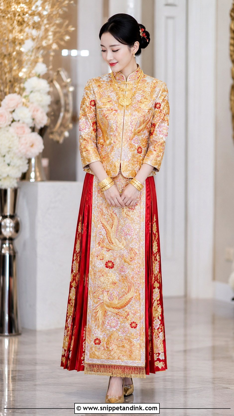 Gold Qun Kwa Wedding Dress - Snippet and Ink - 20 China Wedding Dress Ideas