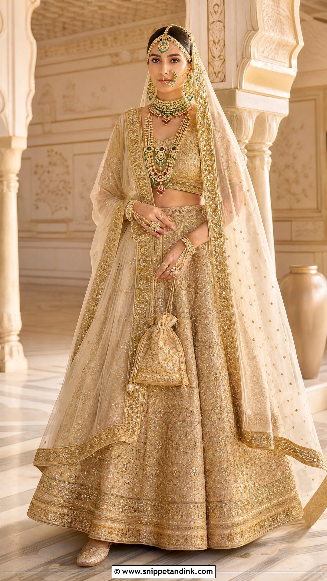 Gold Rajwadi Palace Wedding Bride - Snippet and Ink - 20 Rajwadi Bride Ideas