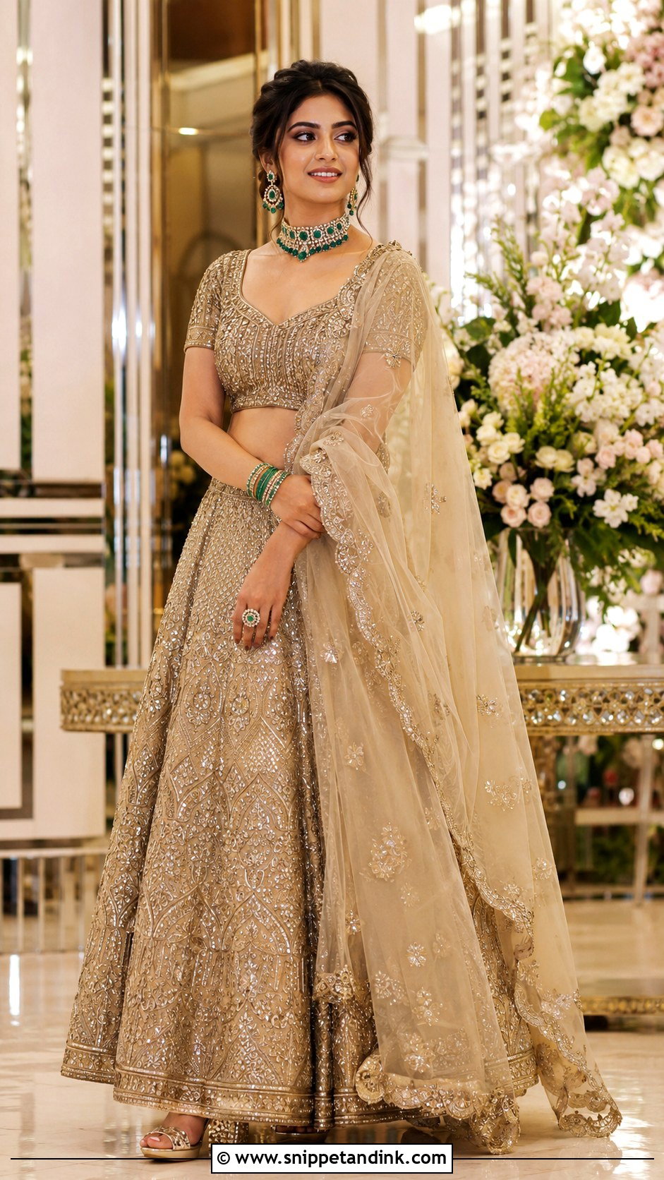 Gold Reception Bridal Lehenga - Snippet and Ink - 20 90s Indian Bride Ideas