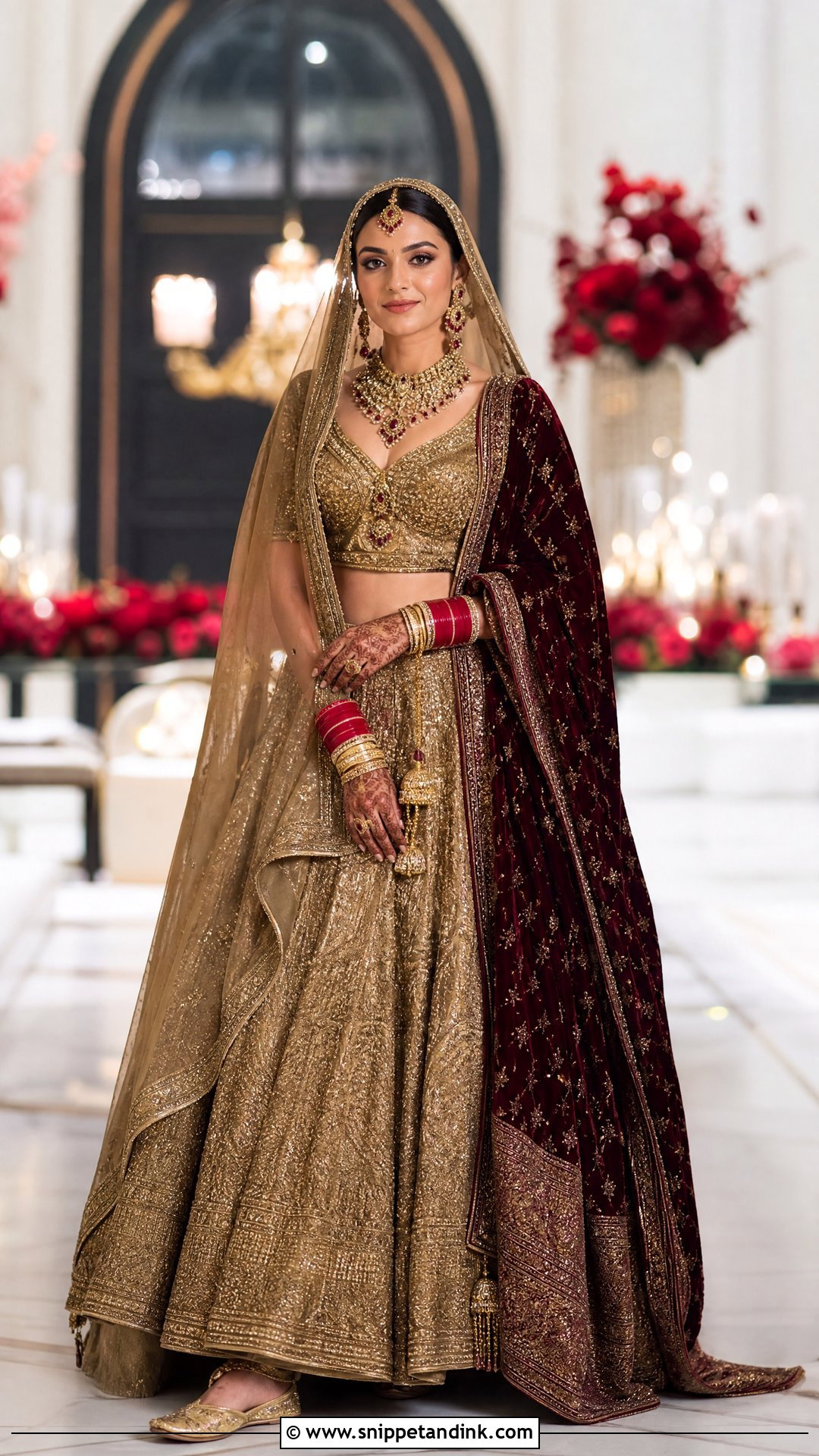 Gold Sabyasachi Bridal Lehenga - Snippet and Ink - 20 Indian Bridal Wear Sabyasachi Brides Ideas