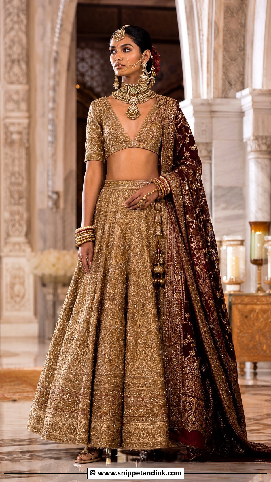 Gold Sabyasachi Bridal Lehenga - Snippet and Ink - 30 Sabyasachi Bride Ideas