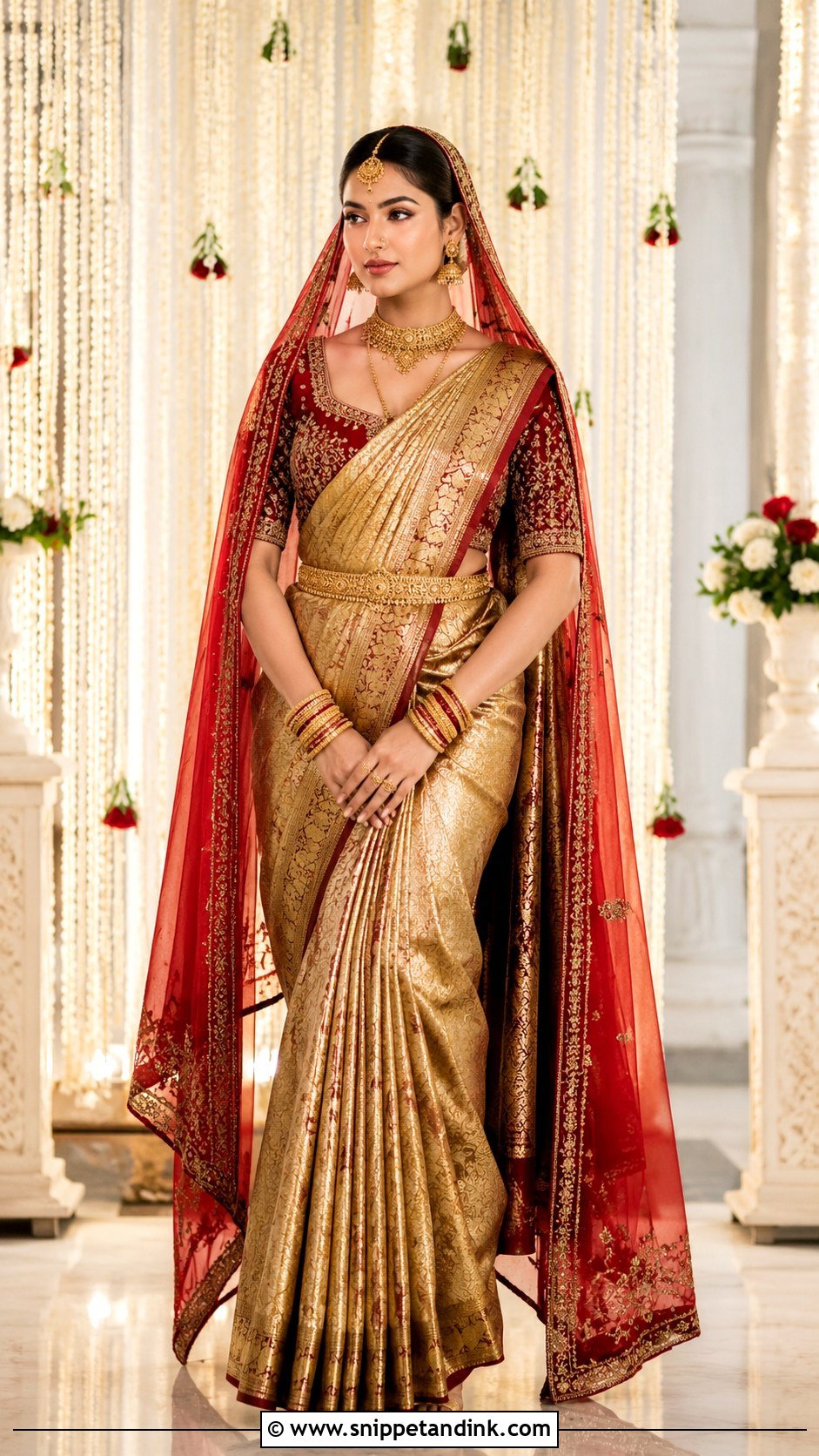 Gold Sajna Bridal Saree - Snippet and Ink - 20 Sajna Bridal Wear Designer Ideas