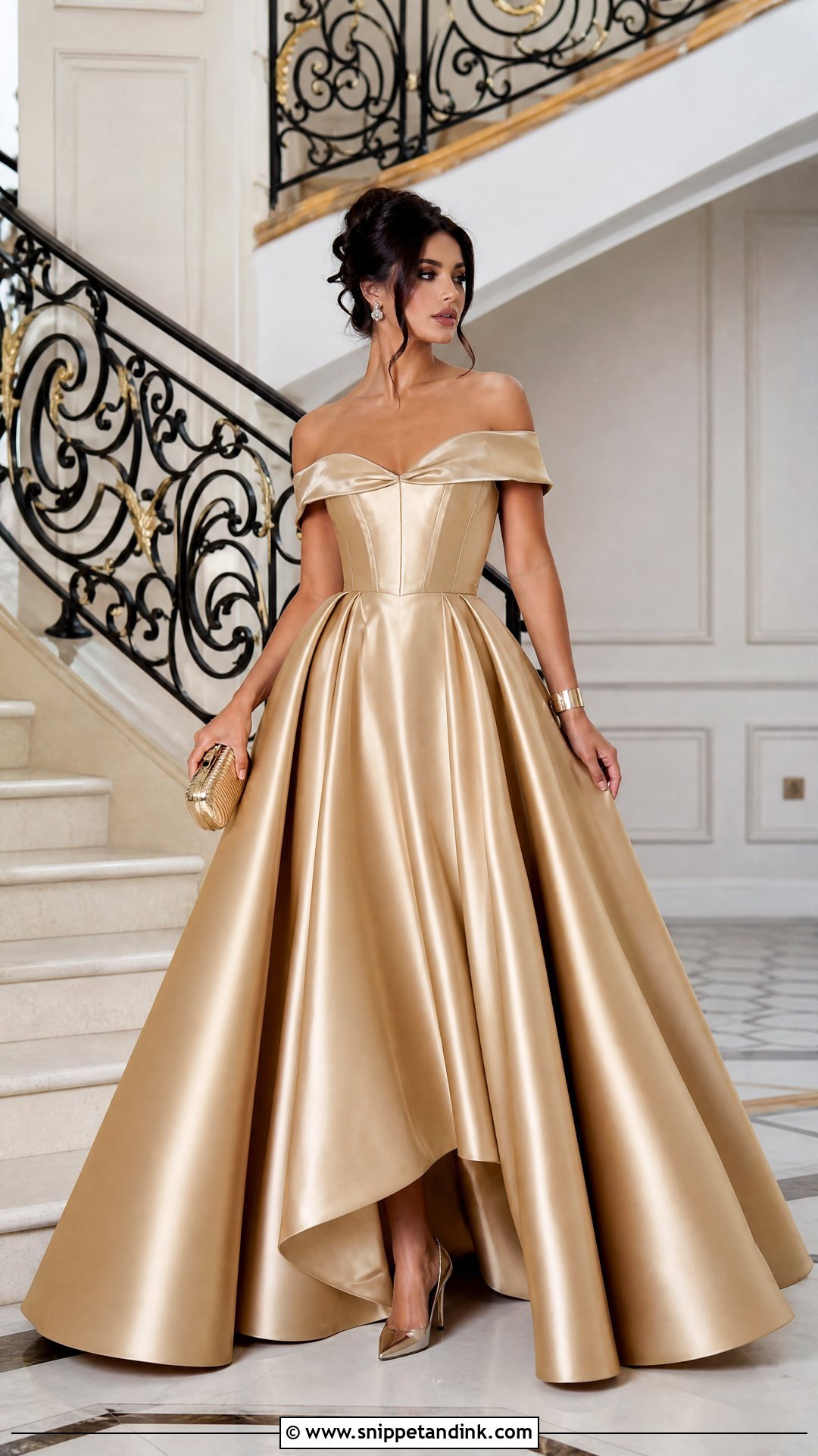 Gold Satin Princess Gown - Snippet and Ink - 20 Gowns Princess
