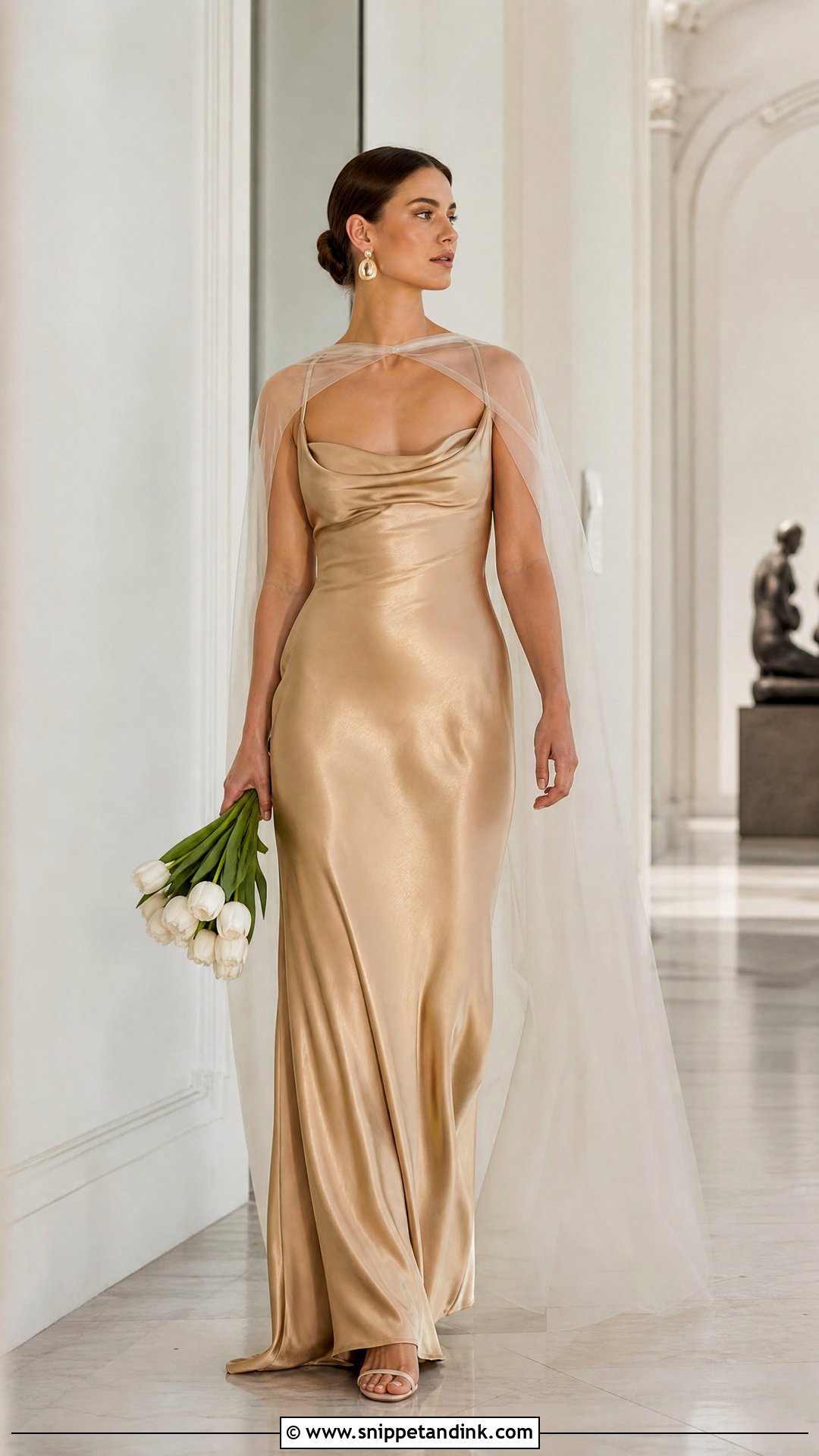Gold Satin Slip Wedding Gown - Snippet and Ink - 25 Gold Wedding Gowns