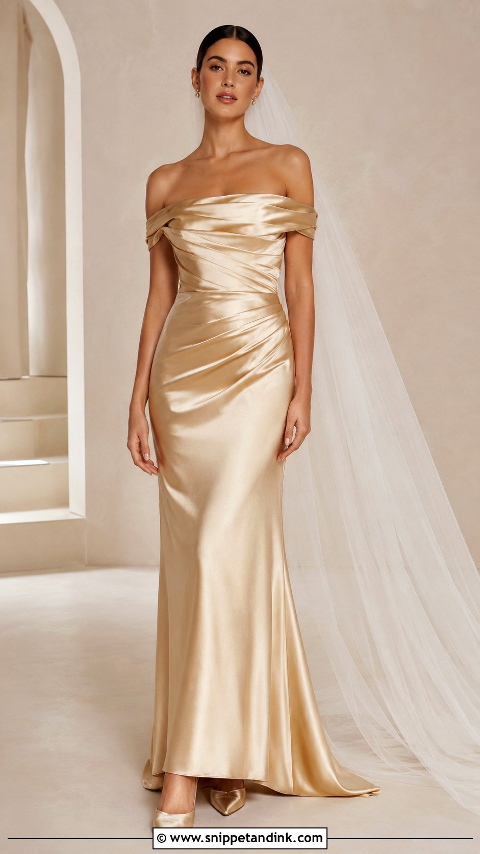 Gold Satin Wedding Dress - Snippet and Ink - 25 Golden Wedding Dress Ideas