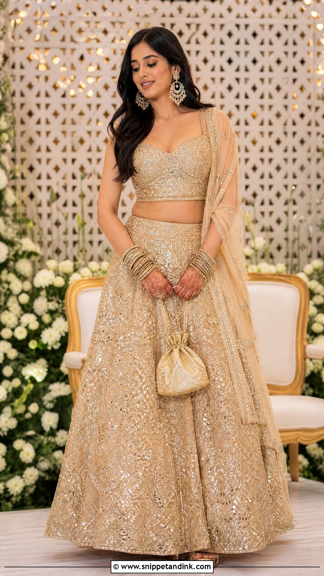 Gold Sequin Bride Sangeet Lehenga - Snippet and Ink - 25 Bride Sangeet Outfit Ideas