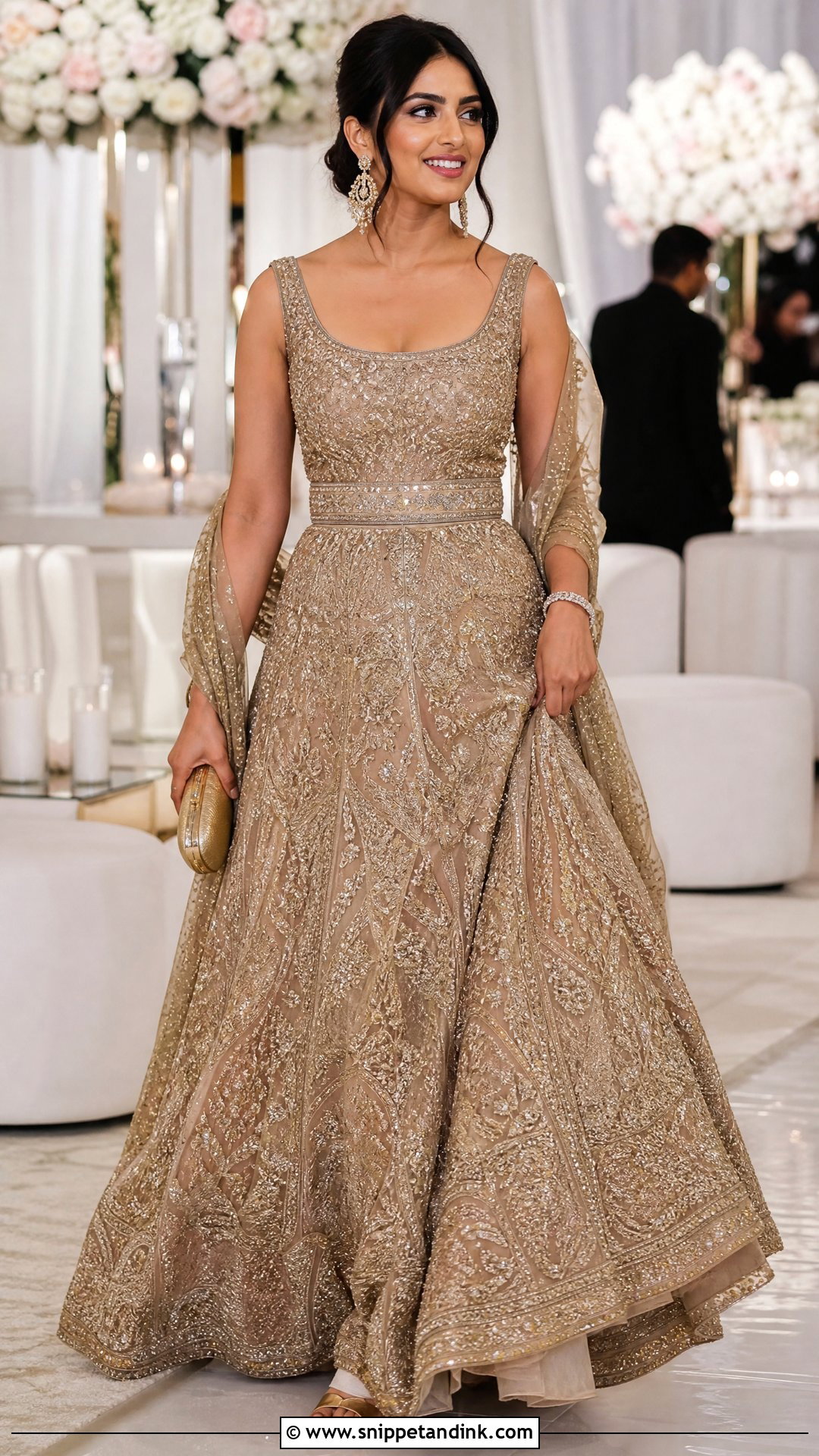 Gold Sequin Indian Bridal Gown - Snippet and Ink - 20 Indian Bridal Gown Ideas