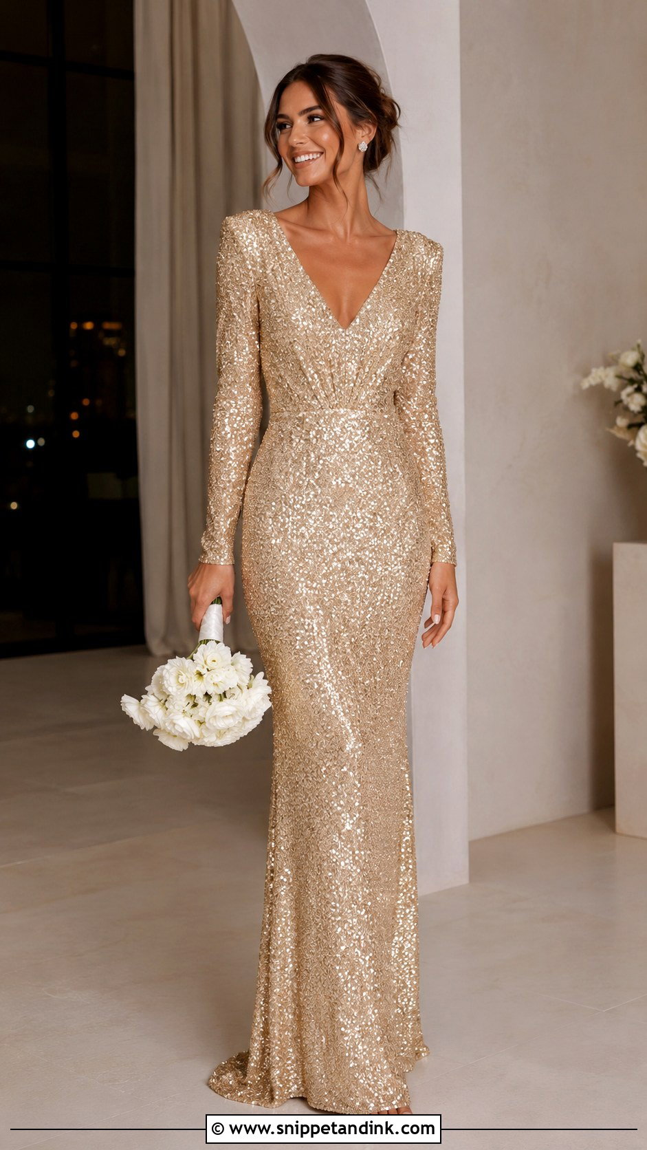Gold Sequin Wedding Dress - Snippet and Ink - 25 Golden Wedding Dress Ideas