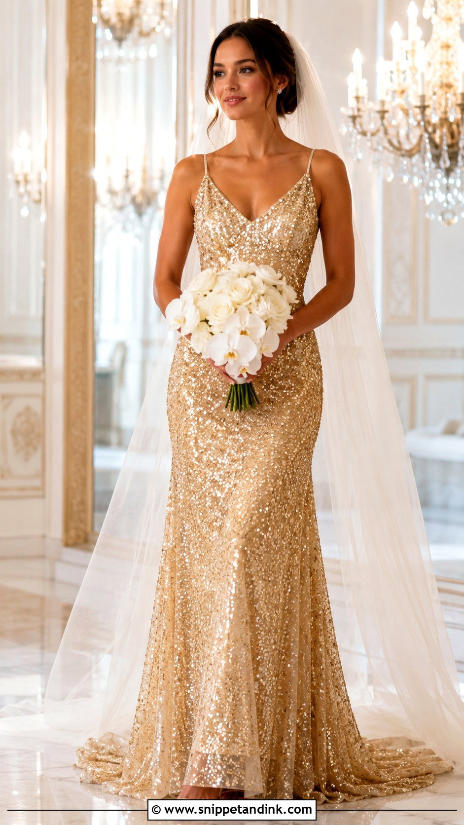 Gold Sequin Wedding Dress - Snippet and Ink - 20 Colour Wedding Dress Ideas
