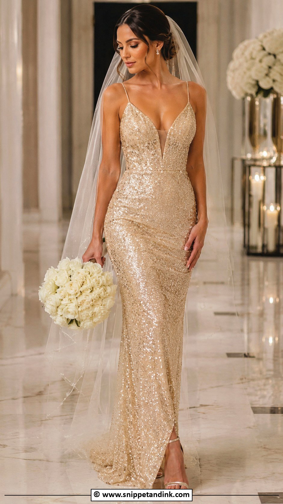 Gold Sequin Wedding Dress - Snippet and Ink - 30 Gold Wedding Dress Ideas
