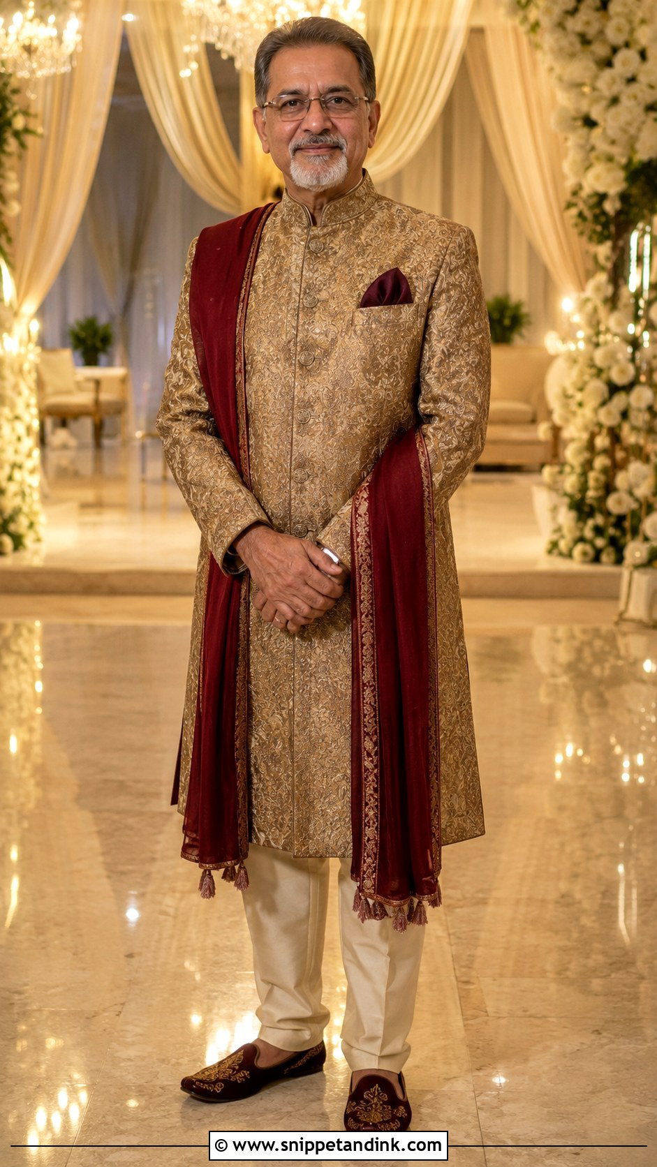 Gold Sherwani for Father of the Groom - Snippet and Ink - 20 Father Dress for Indian Wedding Ideas