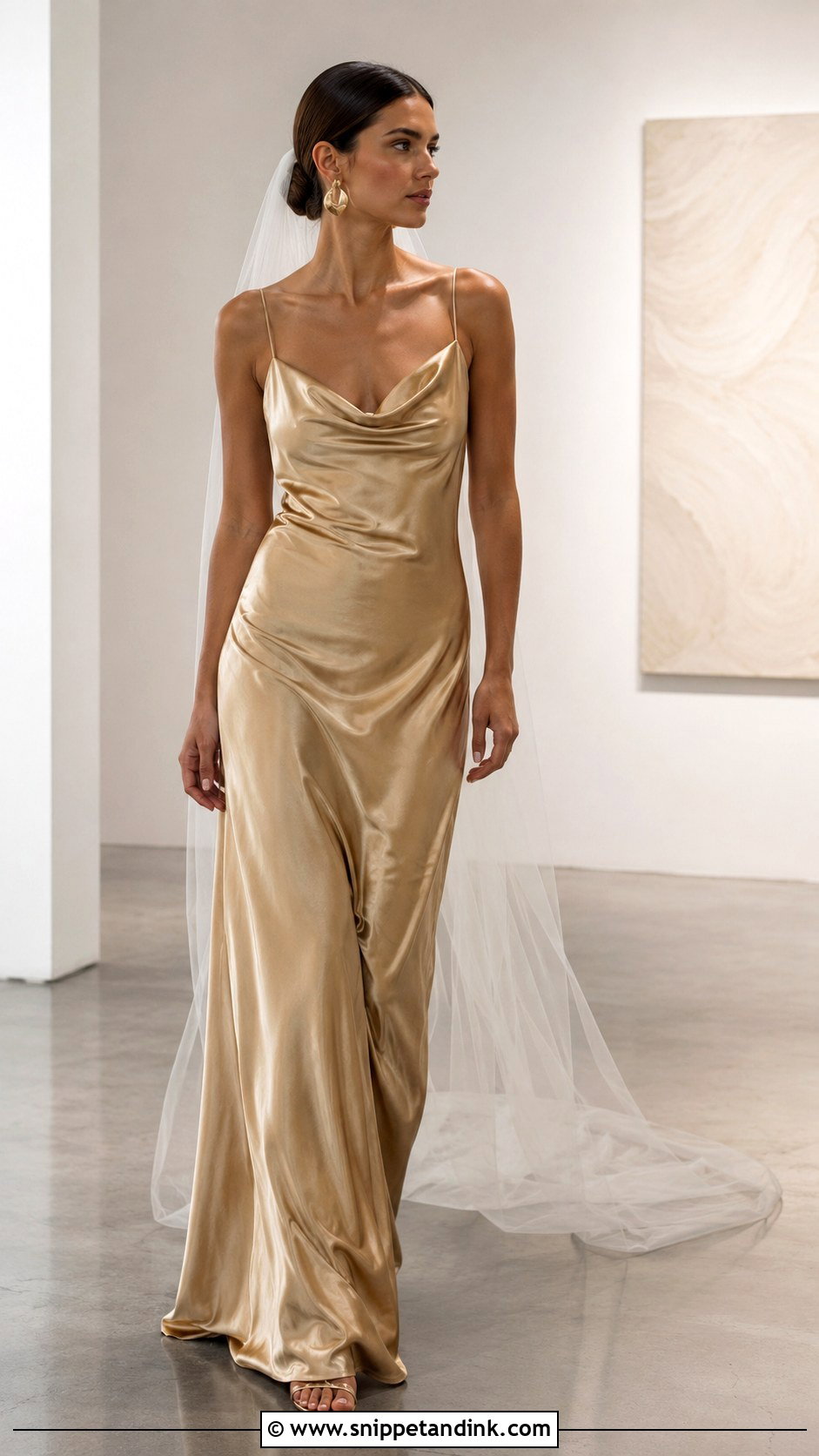 Gold Slip Wedding Dress - Snippet and Ink - 20 Gold Wedding Dresses