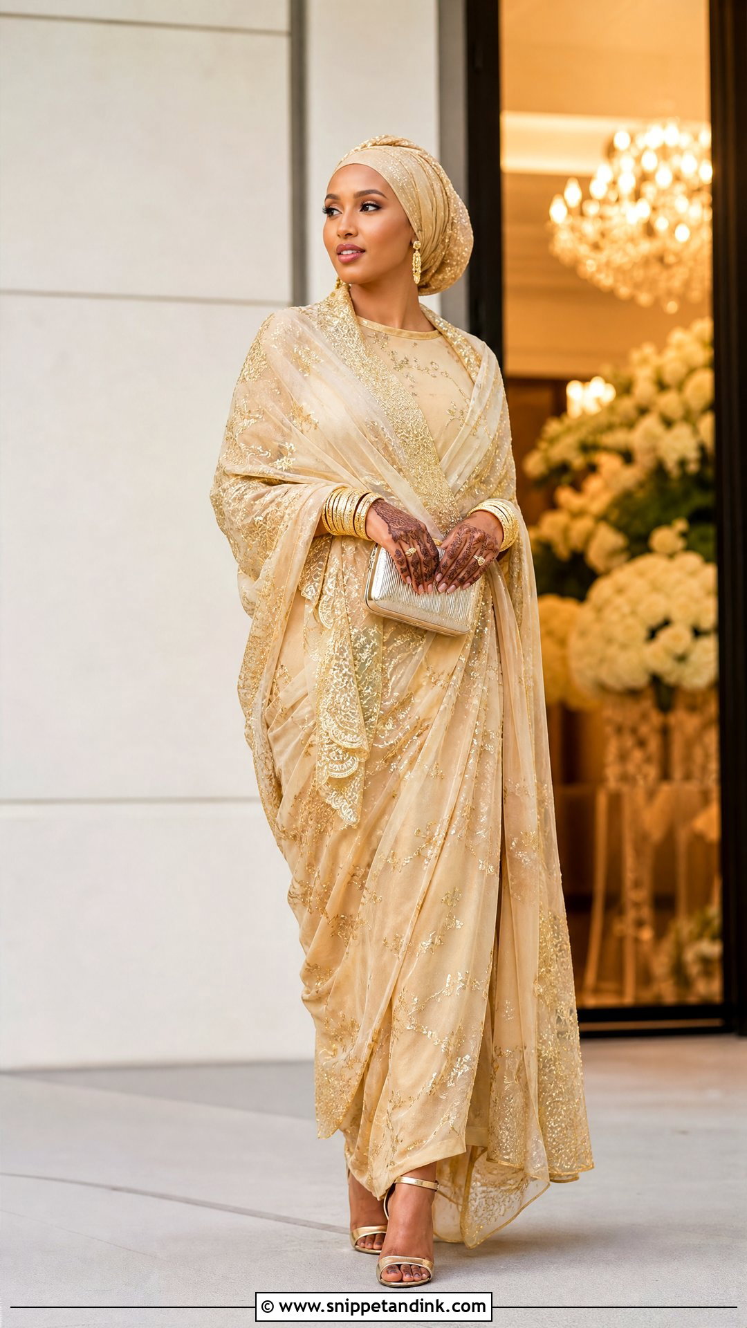 Gold Somali Bride Dirac Outfit - Snippet and Ink - 25 Somali Bride Ideas