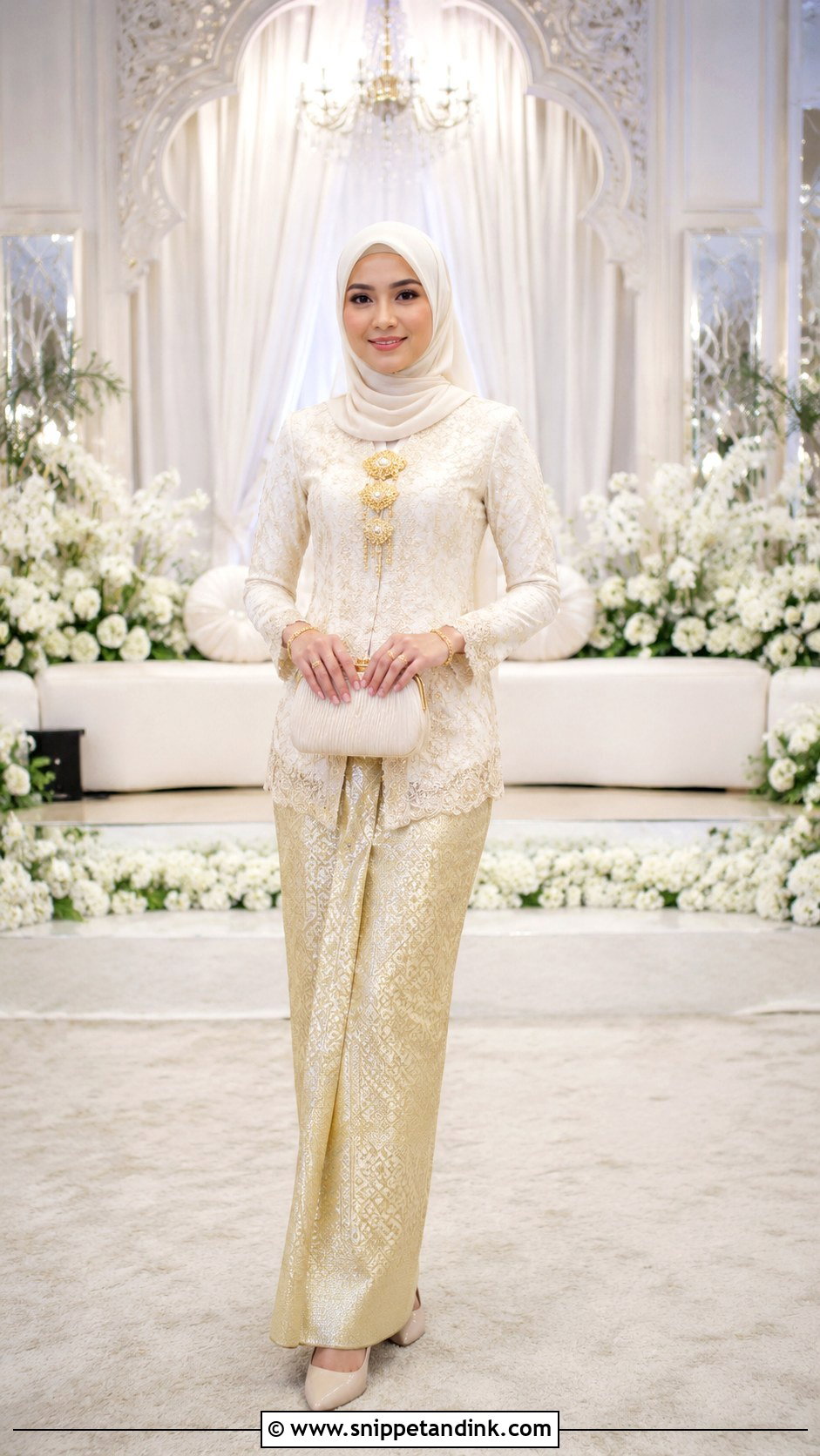 Gold Songket Nikah Dress - Snippet and Ink - 25 Malay Nikah Wedding Dress Ideas
