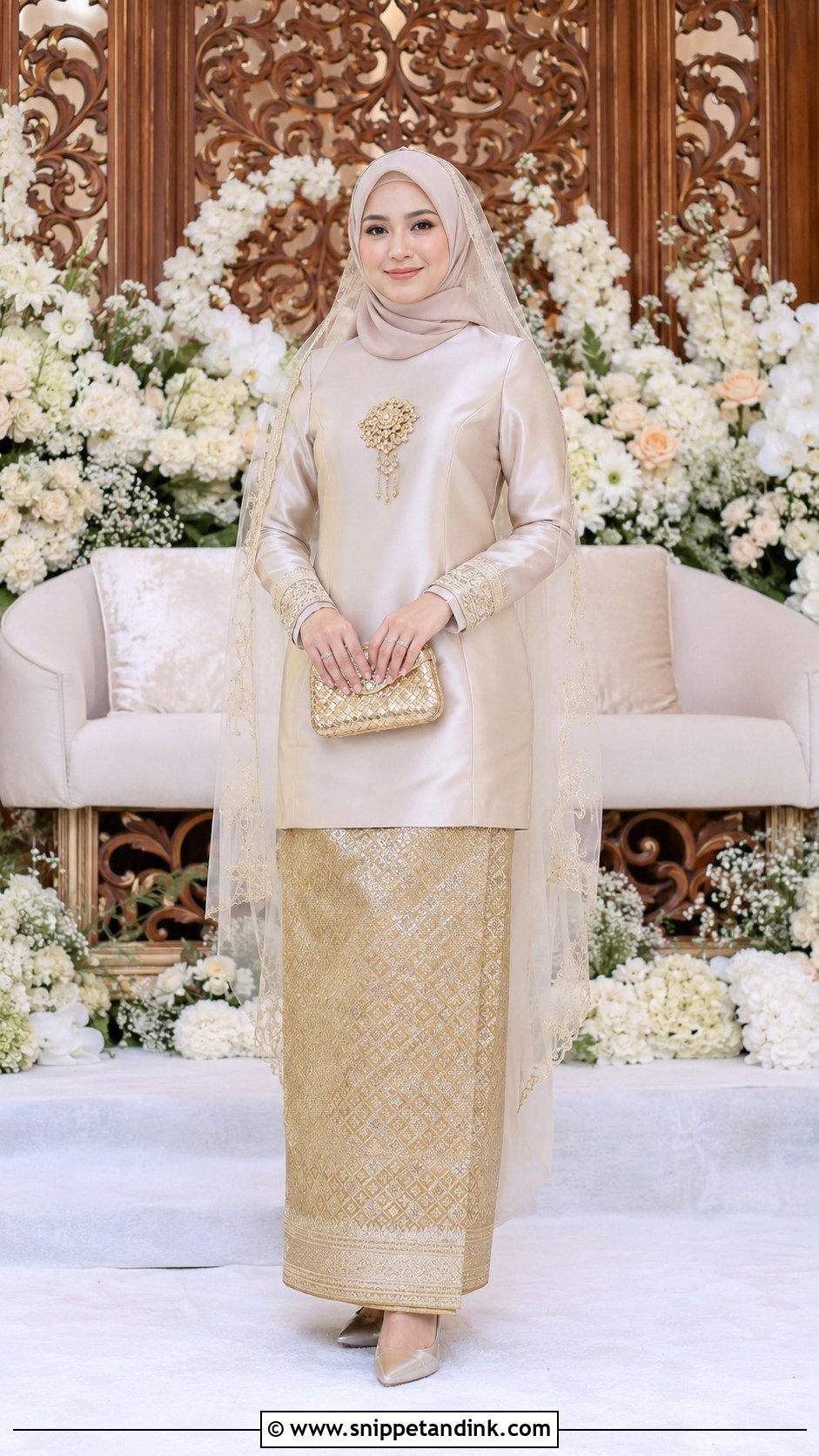 Gold Songket Wedding Dress - Snippet and Ink - 20 Malaysian Muslim Wedding Dress Ideas