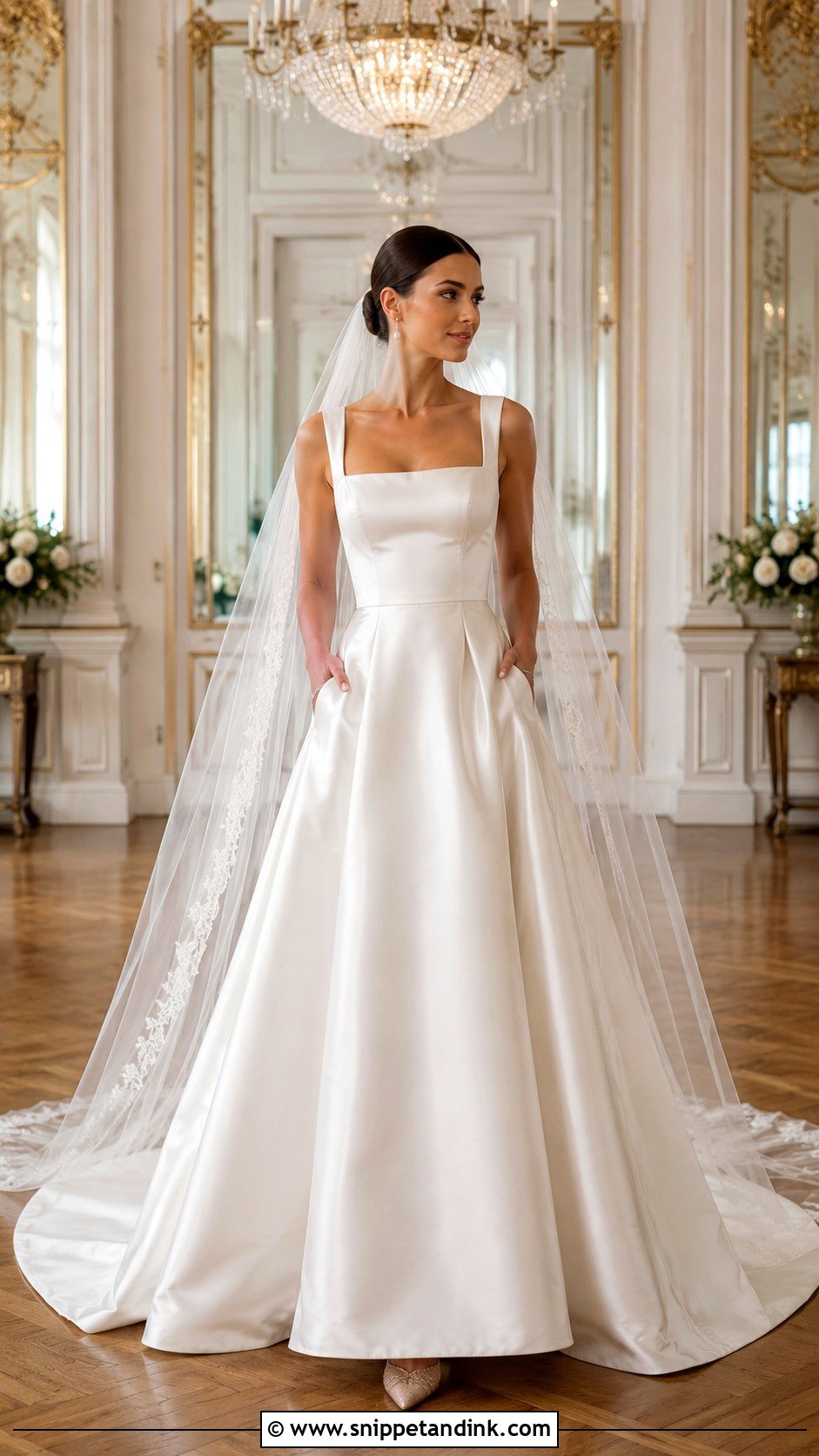 Gold Square Neck Wedding Dress - Snippet and Ink - 20 Long Classy Gold Wedding Dress Ideas