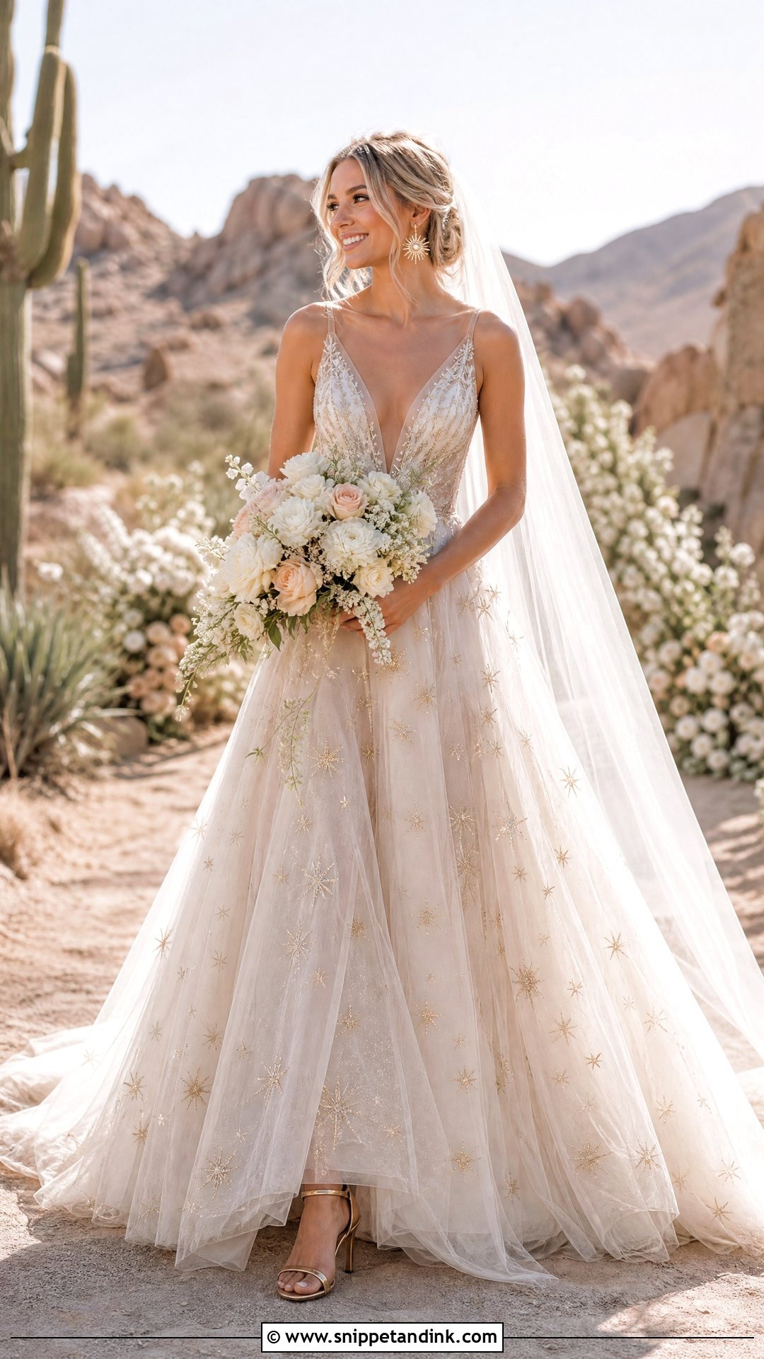 Gold Star Champagne Wedding Dress - Snippet and Ink - 20 Space Wedding Dress Ideas