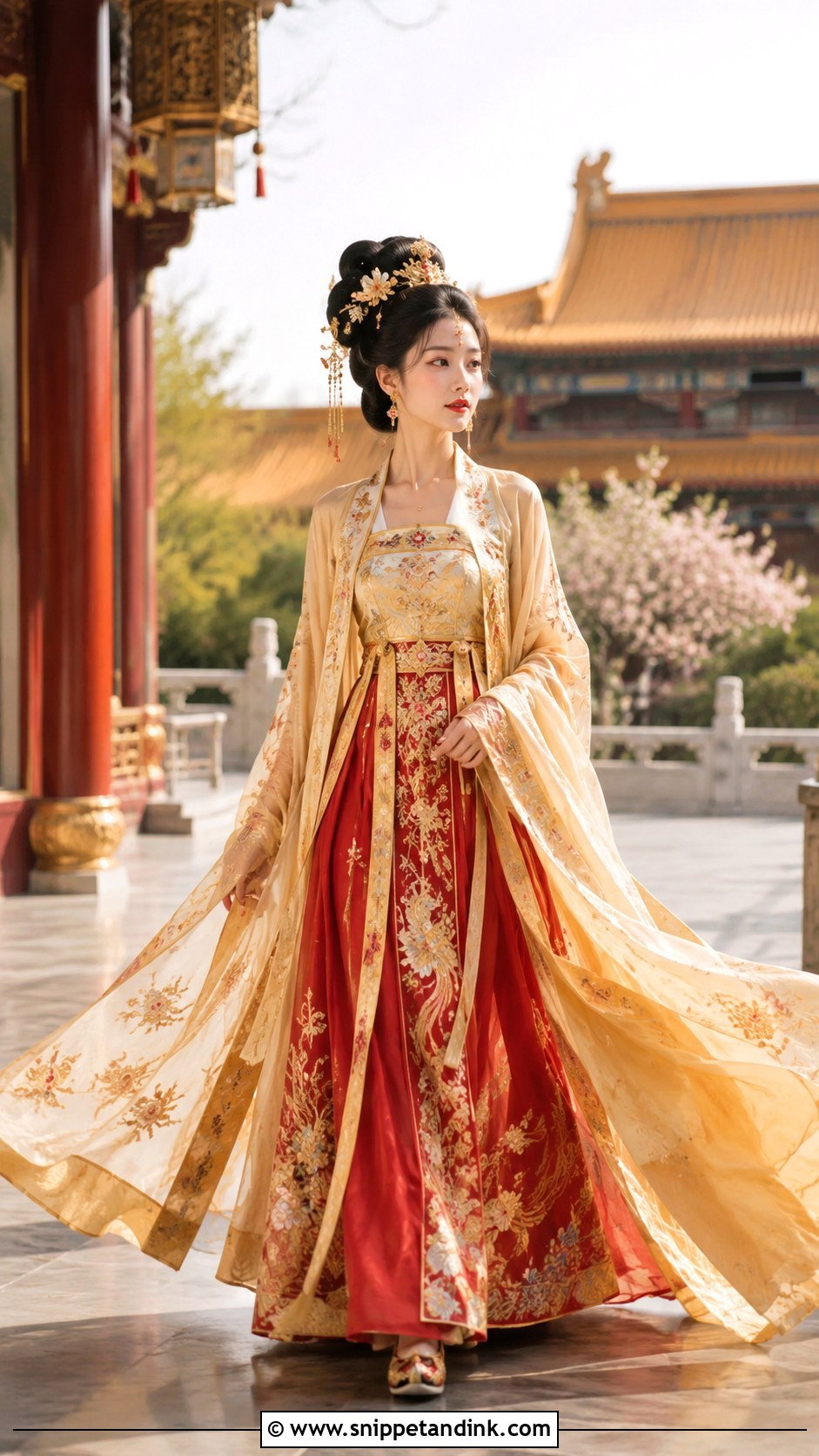 Gold Tang Dynasty Hanfu Bridal Dress - Snippet and Ink - 20 Chinese Bridal Dress Ideas