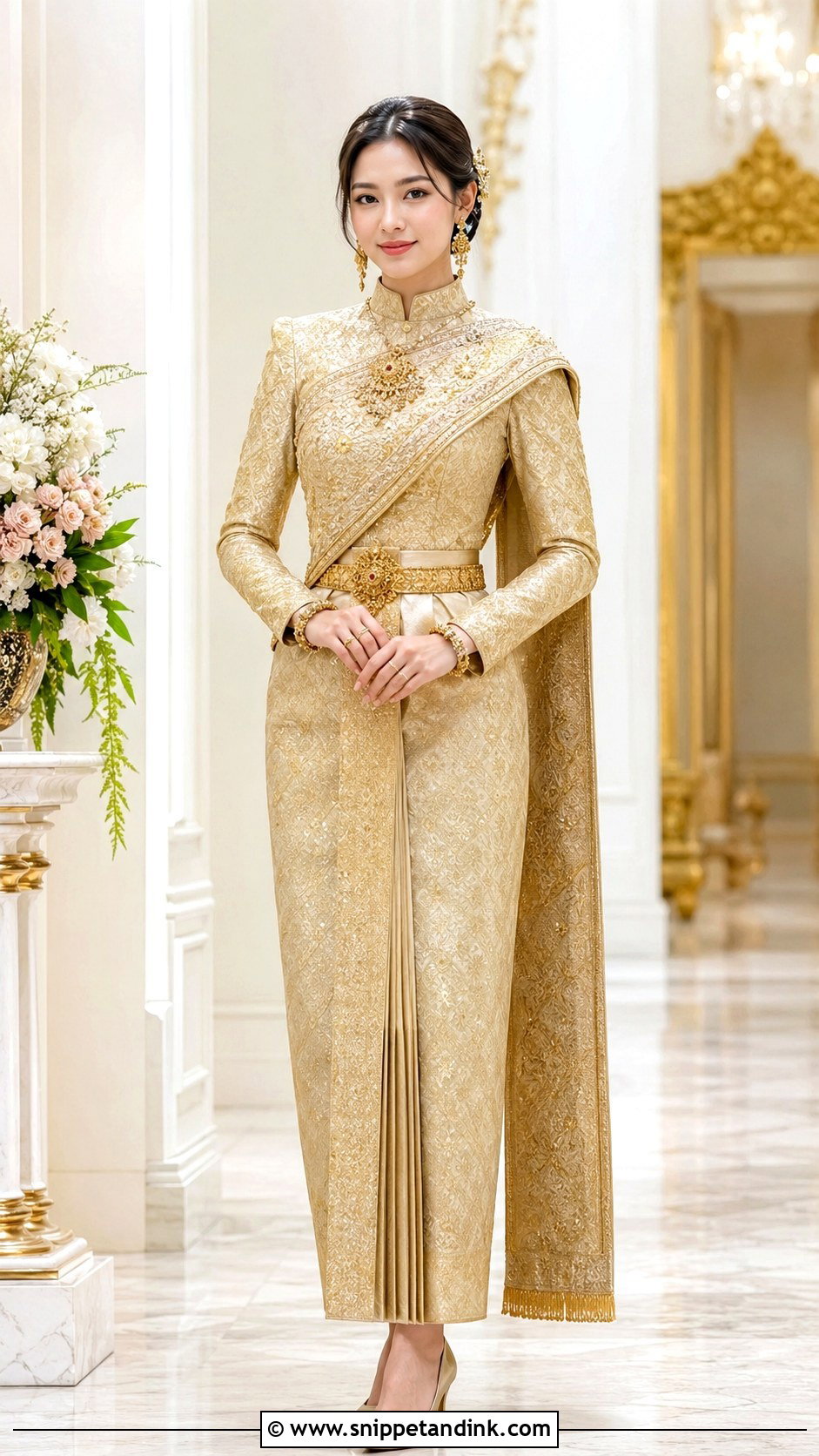 Gold Thai Siwalai Wedding Dress - Snippet and Ink - 20 Modern Thai Wedding Dress Ideas
