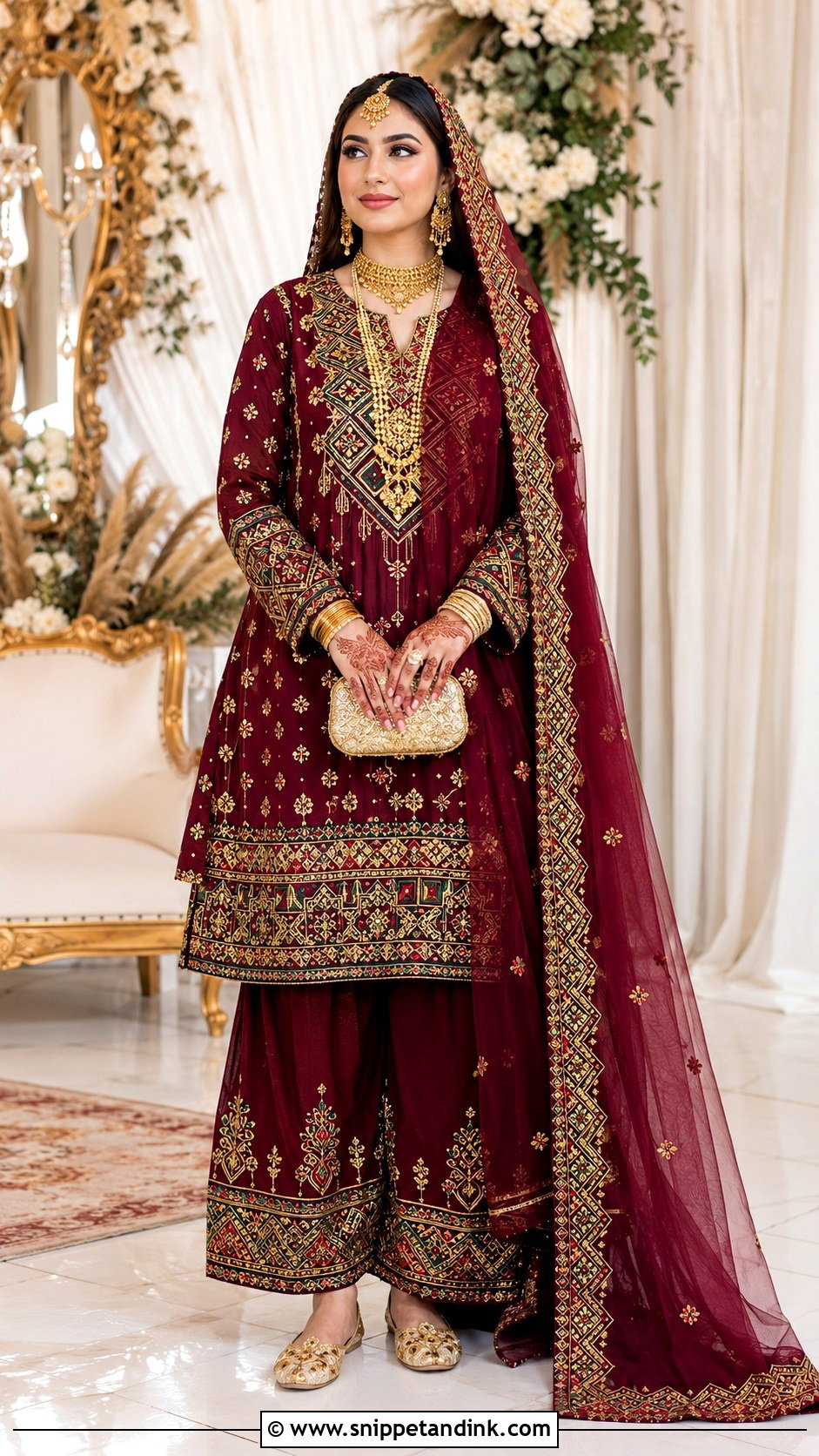 Gold Thread Balochi Bridal Dress - Snippet and Ink - 20 Balochi Bridal Dress Ideas