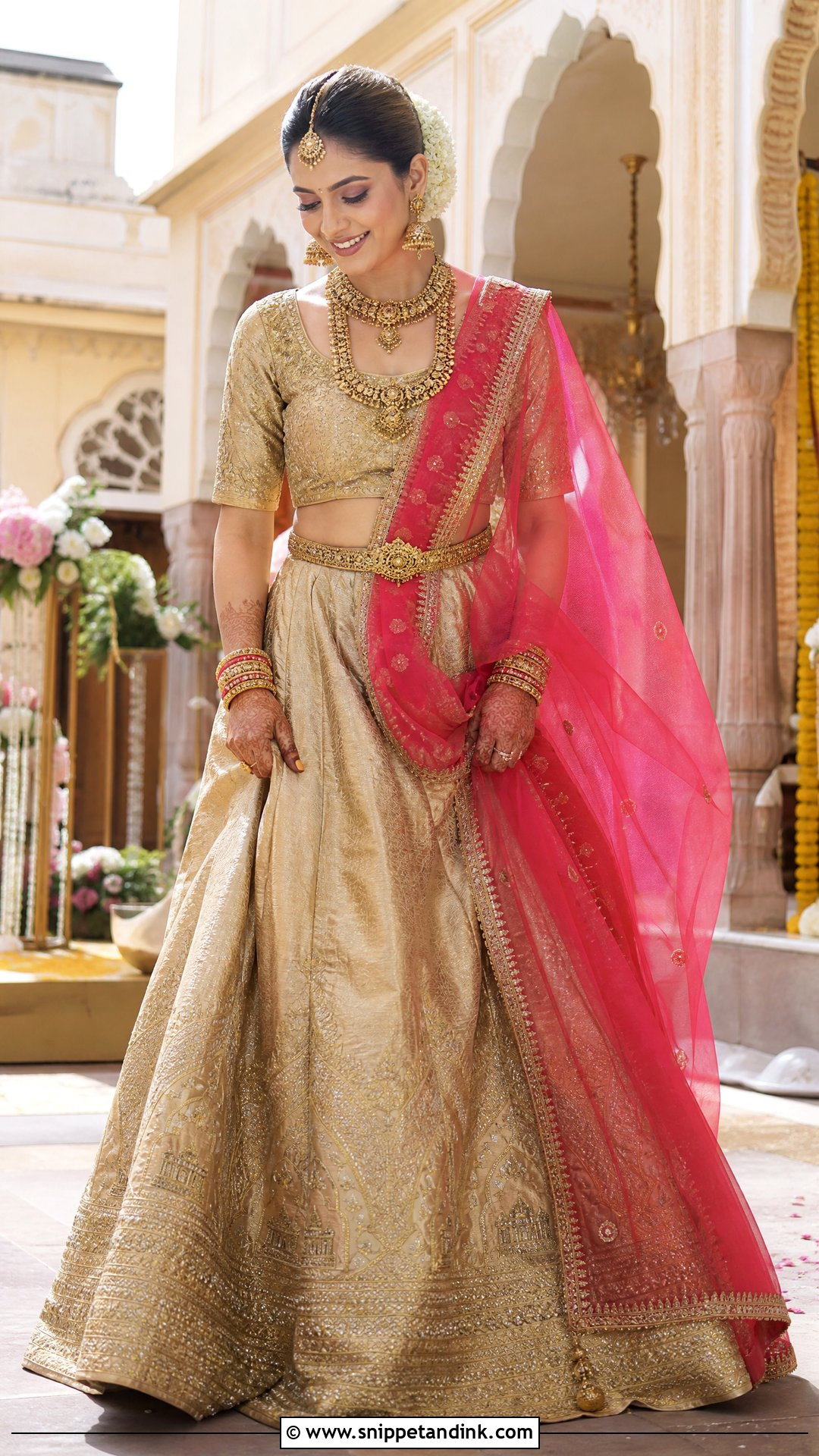 Gold Tissue Bridal Lehenga - Snippet and Ink - 20 Unique Indian Bridal Outfits