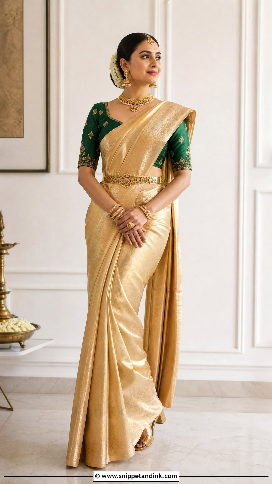 Gold Tissue Bridal Saree - Snippet and Ink - 20 Indian Bridal Photos Wedding Dresses