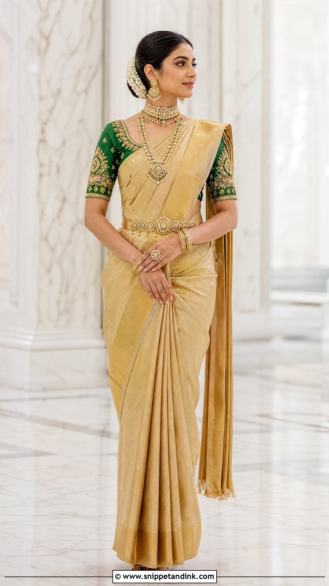 Gold Tissue Bridal Saree - Snippet and Ink - 25 Royal Indian Brides Ideas