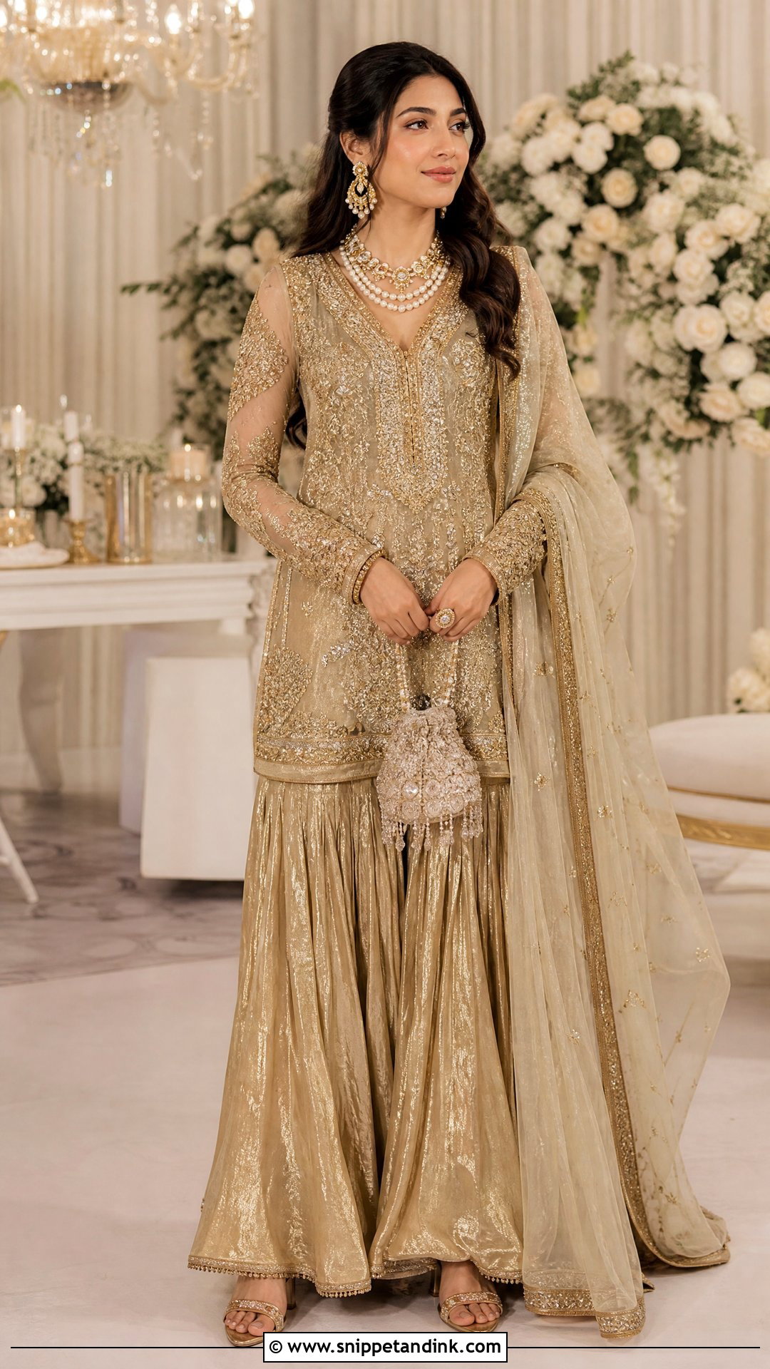 Gold Tissue Bridal Sharara - Snippet and Ink - 20 Sharara for Bride Ideas