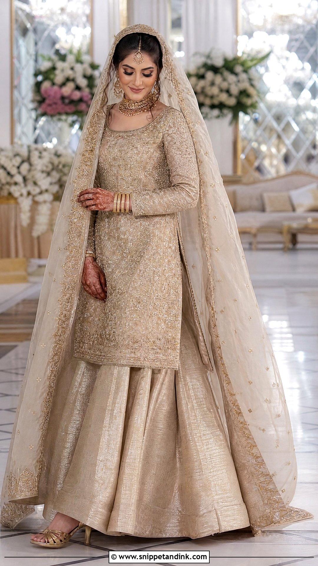 Gold Tissue Lehenga Nikah Dress - Snippet and Ink - 20 Pakistani Nikah Dress Ideas