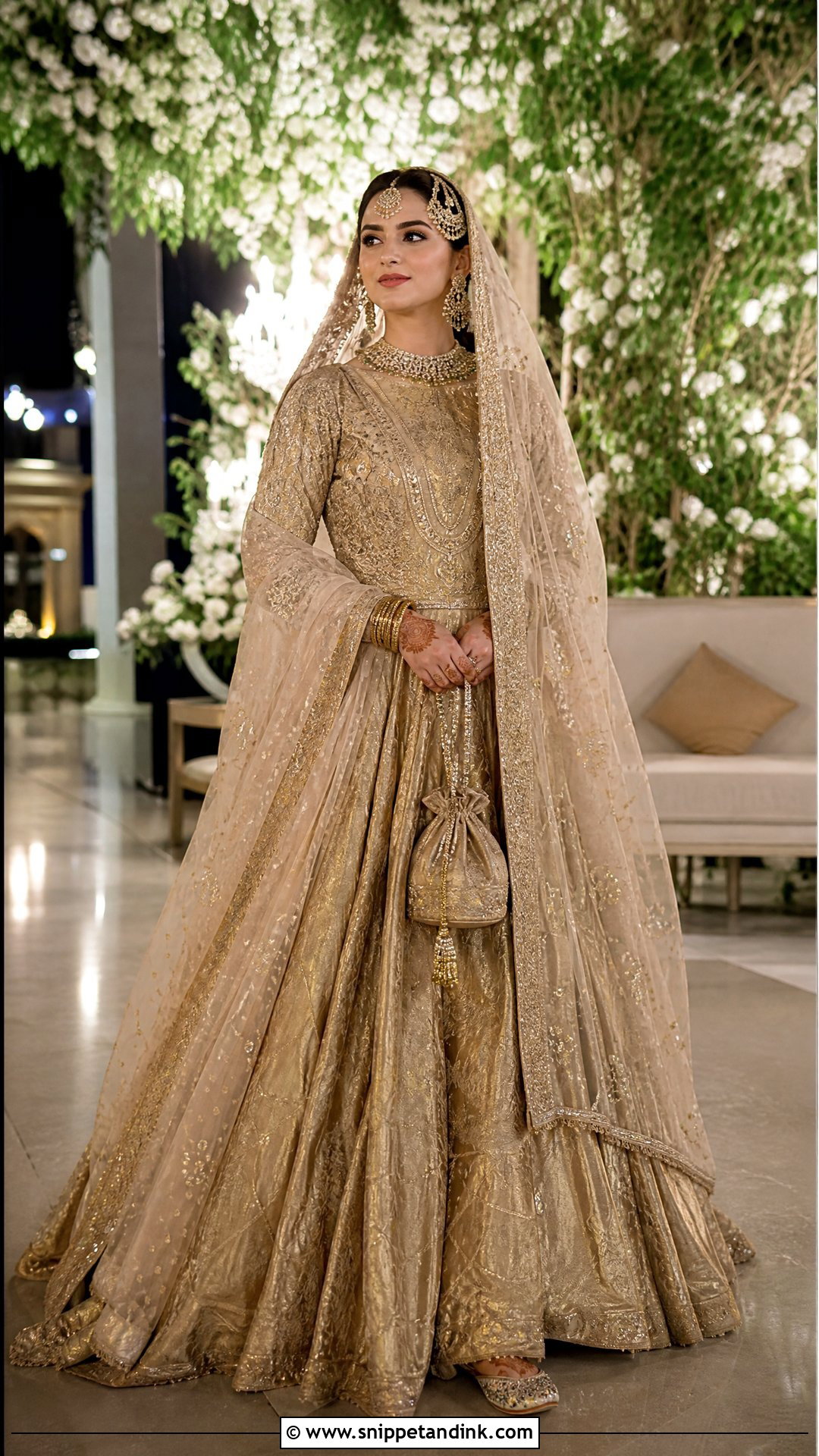 Gold Tissue Nikah Lehenga - Snippet and Ink - 20 Nikah Bridal Dress Ideas