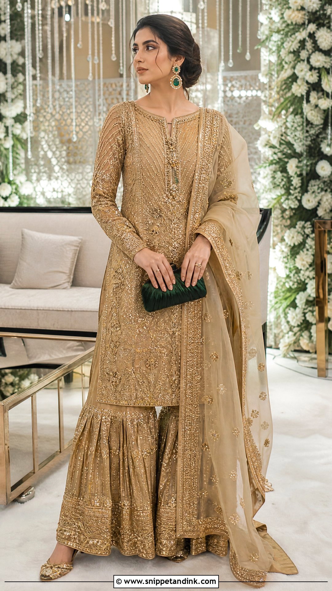 Gold Tissue Pakistani Wedding Suit - Snippet and Ink - 20 Pakistani Wedding Suits