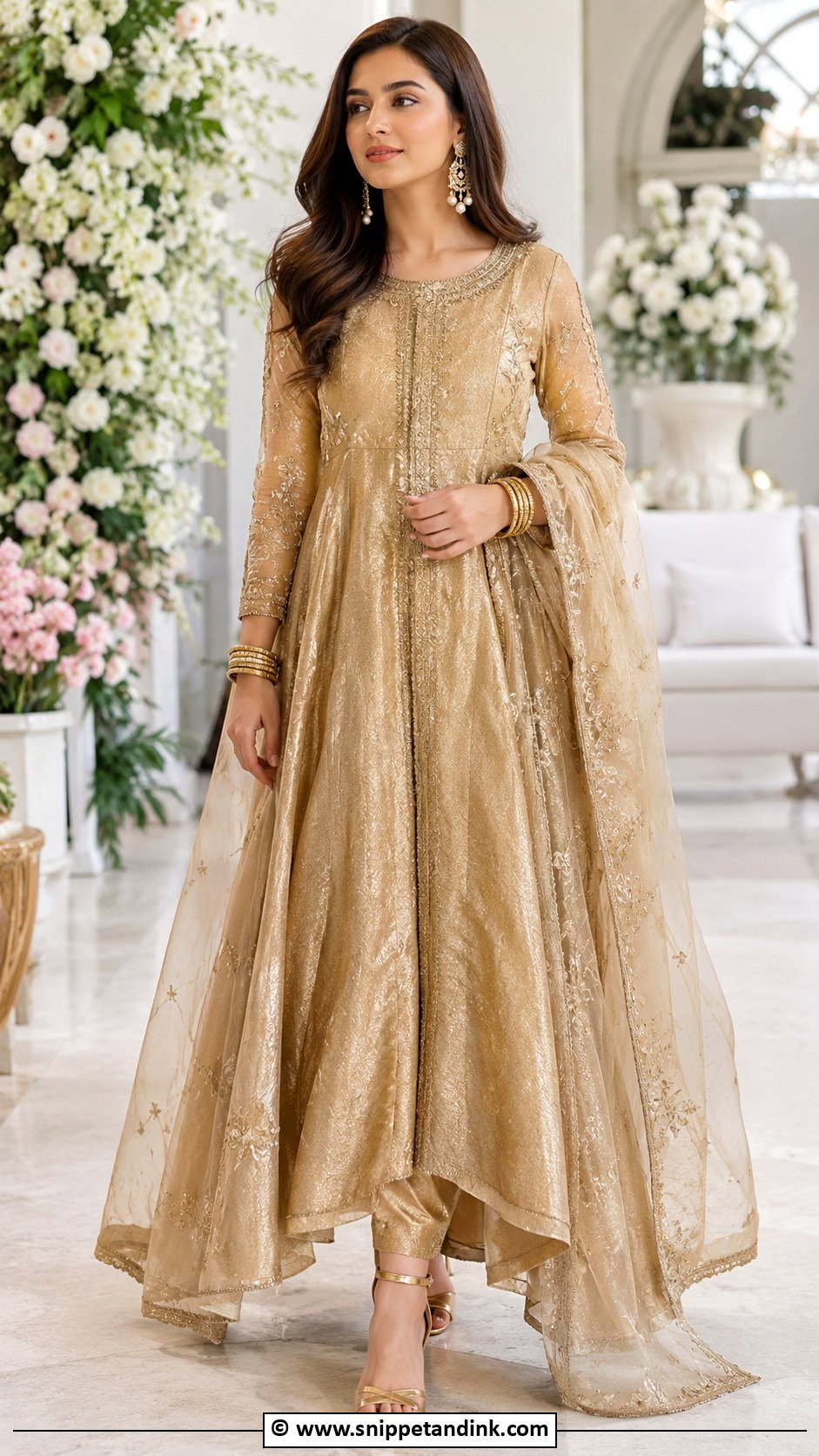 Gold Tissue Peshwas Barat Dress - Snippet and Ink - 30 Barat Dresses Pakistani for Sisters