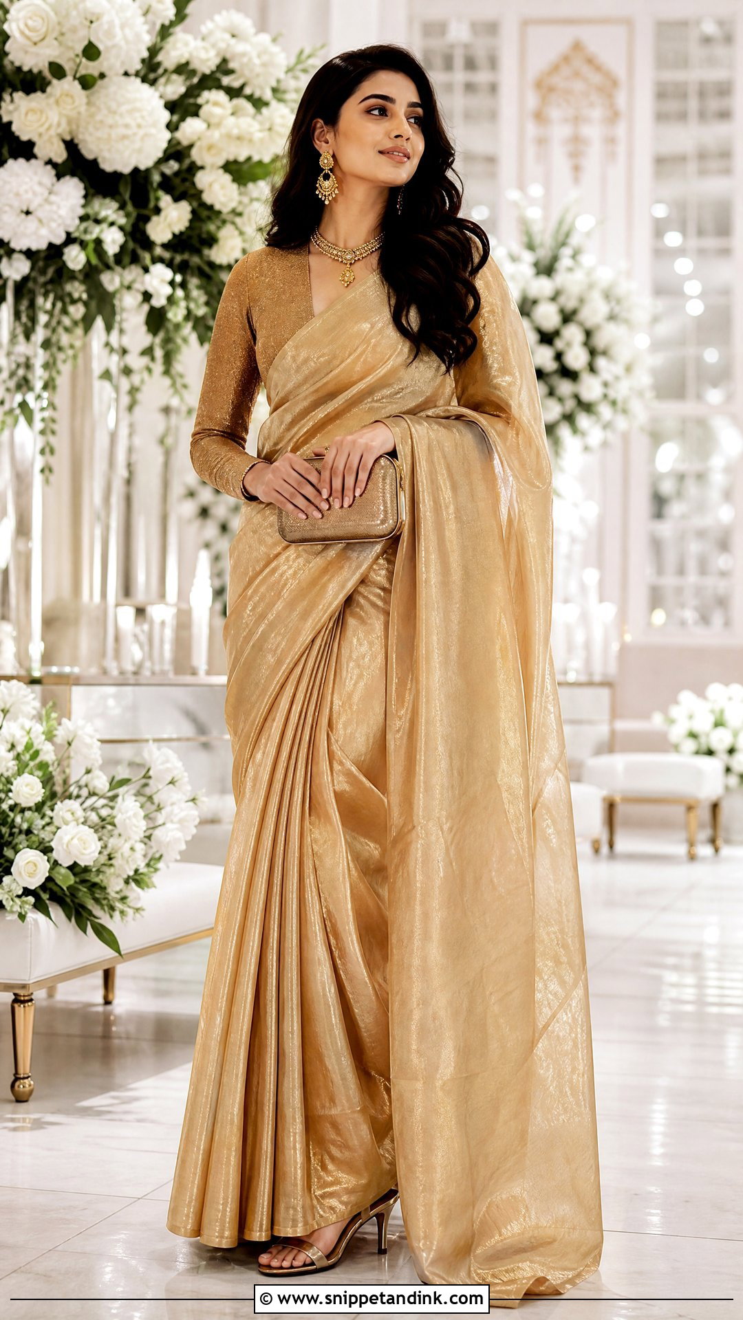 Gold Tissue Saree Pakistani Wedding Outfit - Snippet and Ink - 20 Pakistani Wedding Outfit Ideas