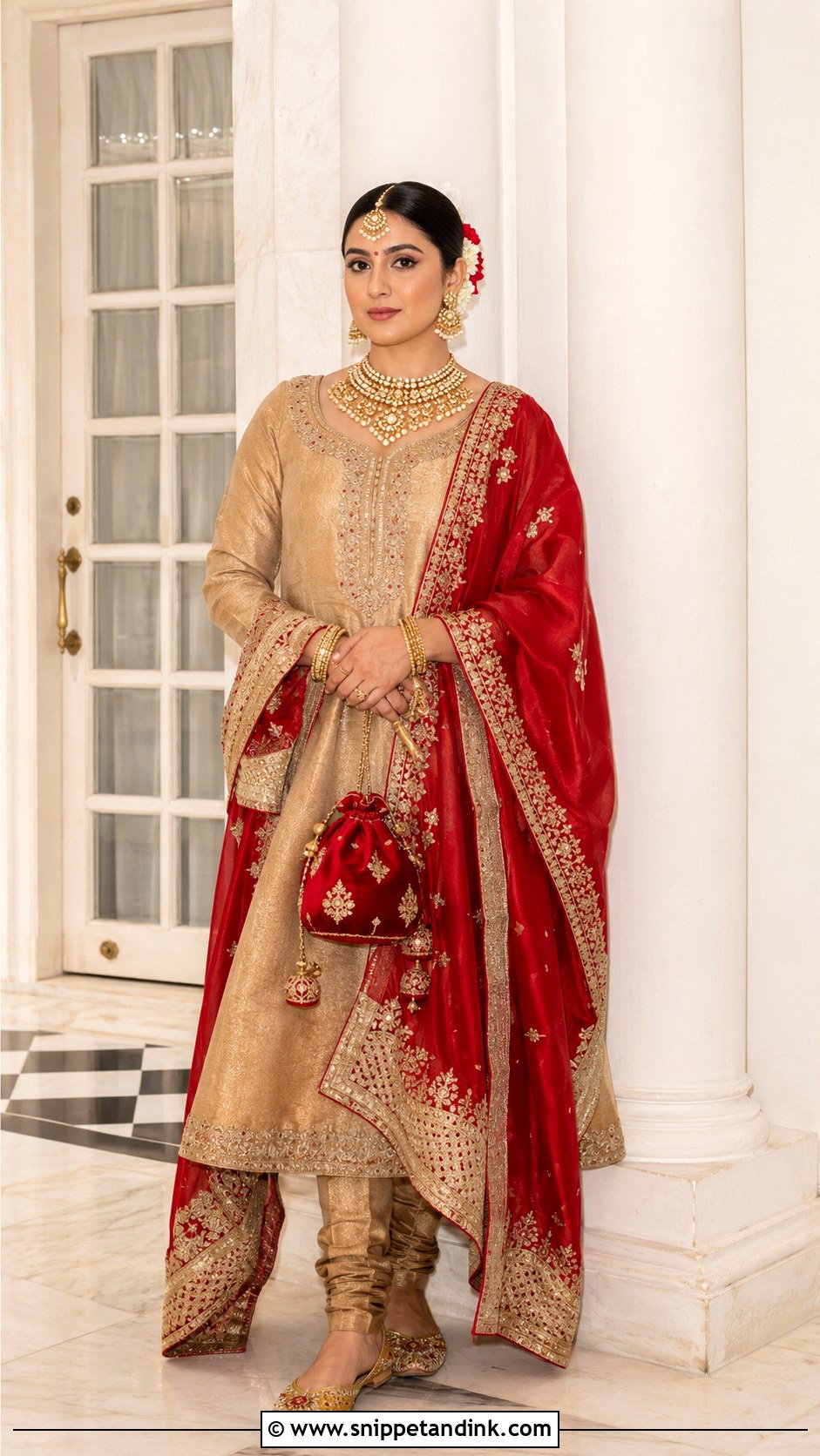 Gold Tissue Silk Punjabi Bridal Suit - Snippet and Ink - 20 Indian Punjabi Bridal Suits
