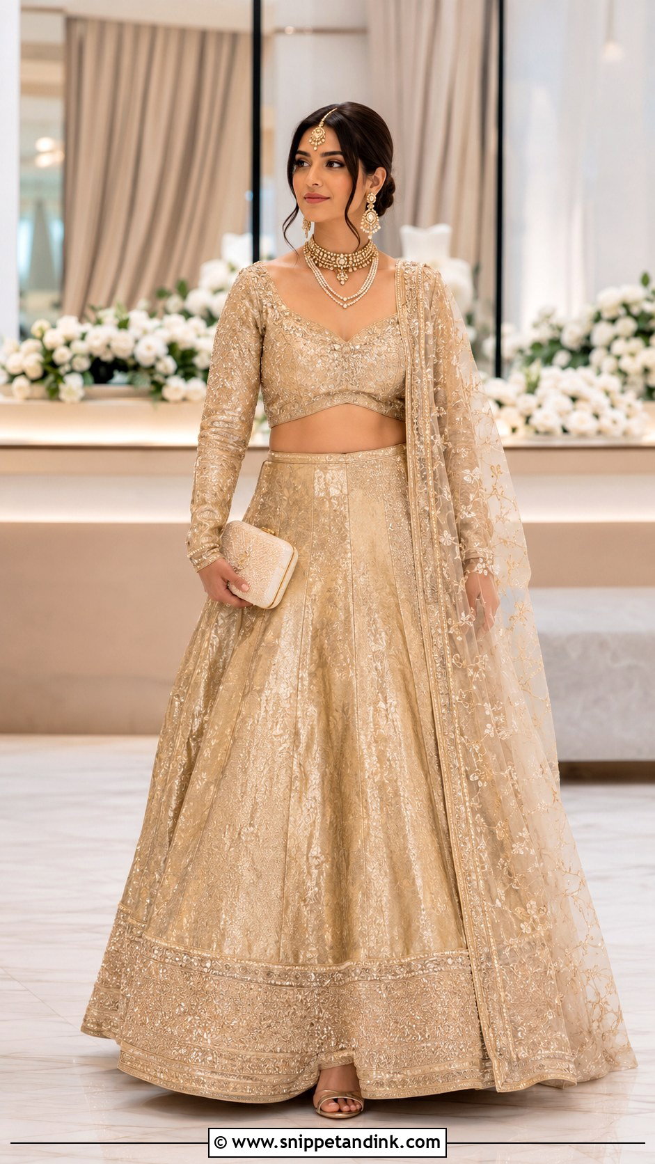 Gold Tissue Walima Bridal Lehenga - Snippet and Ink - 20 Walima Bridal Dress Ideas