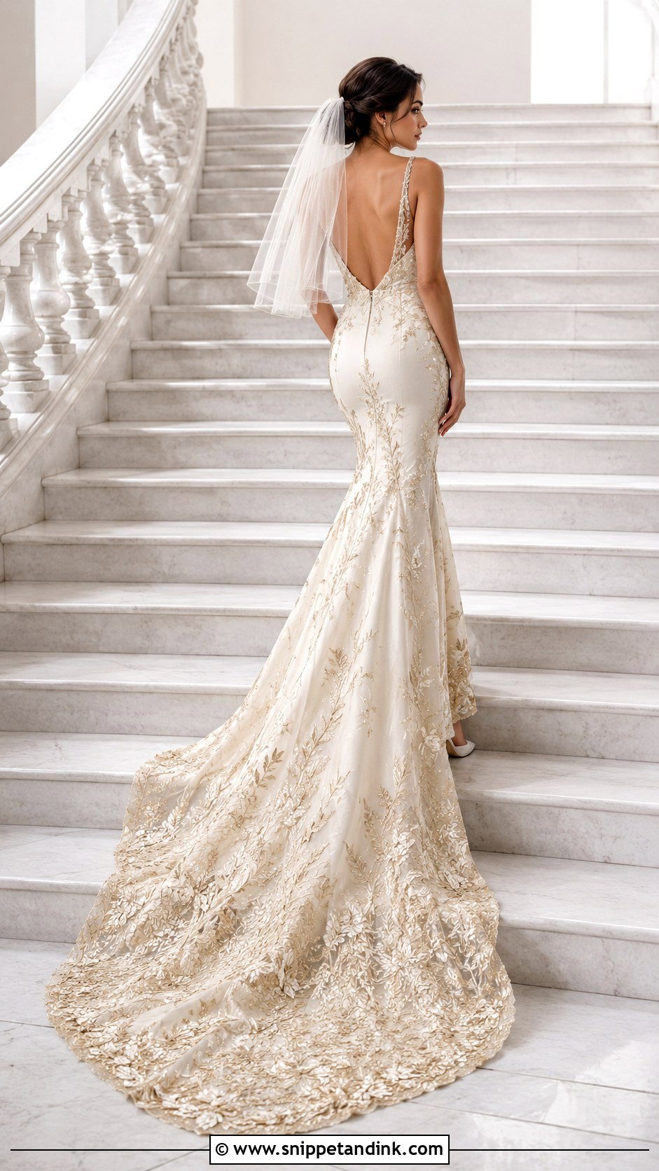 Gold Train Wedding Dress - Snippet and Ink - 20 Wedding Dress with Gold Accents Ideas