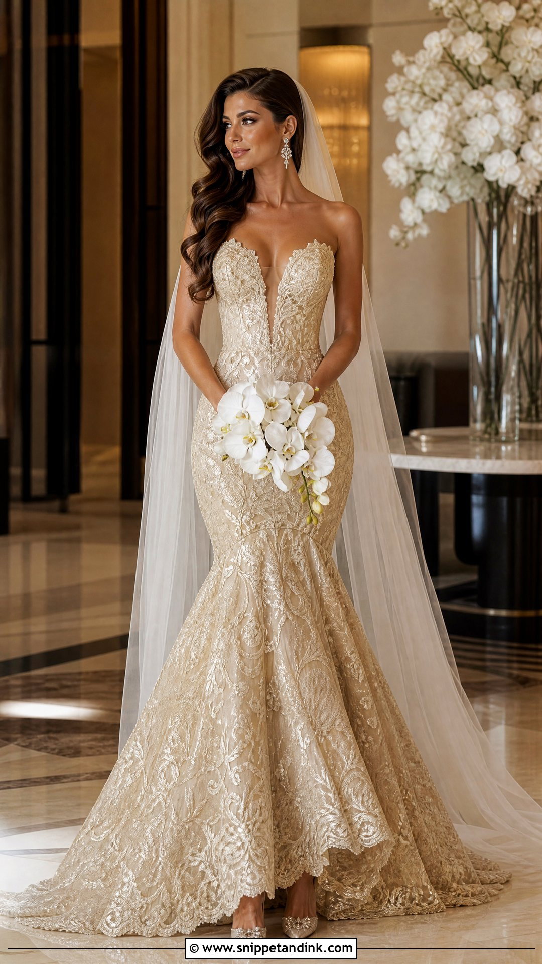 Gold Trumpet Wedding Gown - Snippet and Ink - 25 Gold Wedding Gowns