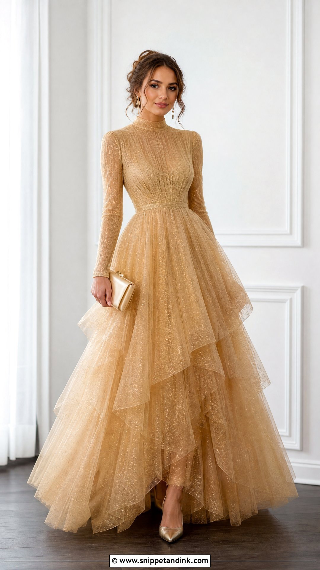 Gold Tulle Ball Gown - Snippet and Ink - 25 Golden Ball Gown Ideas