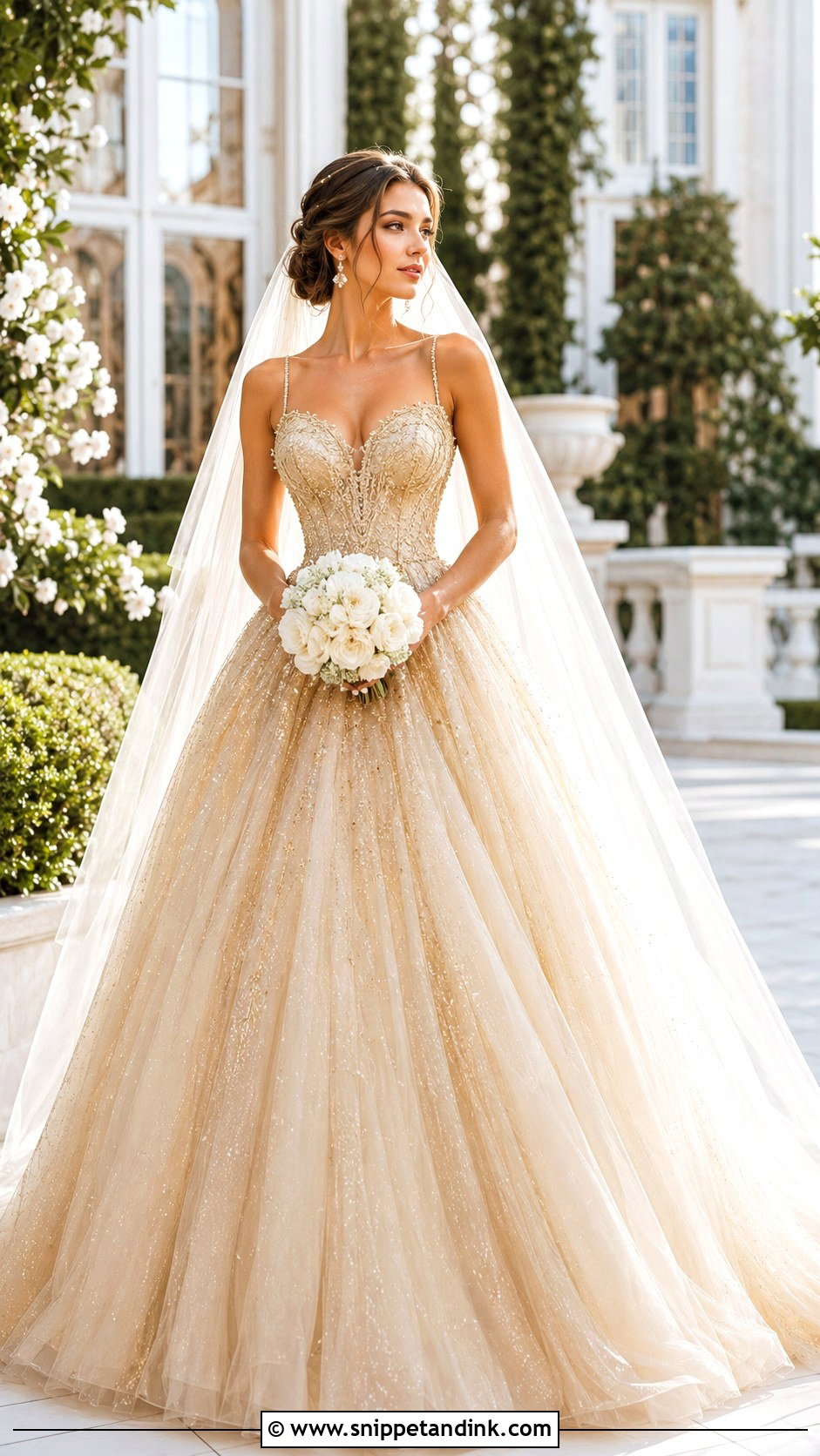 Gold Tulle Princess Wedding Dress - Snippet and Ink - 20 Long Classy Gold Wedding Dress Ideas